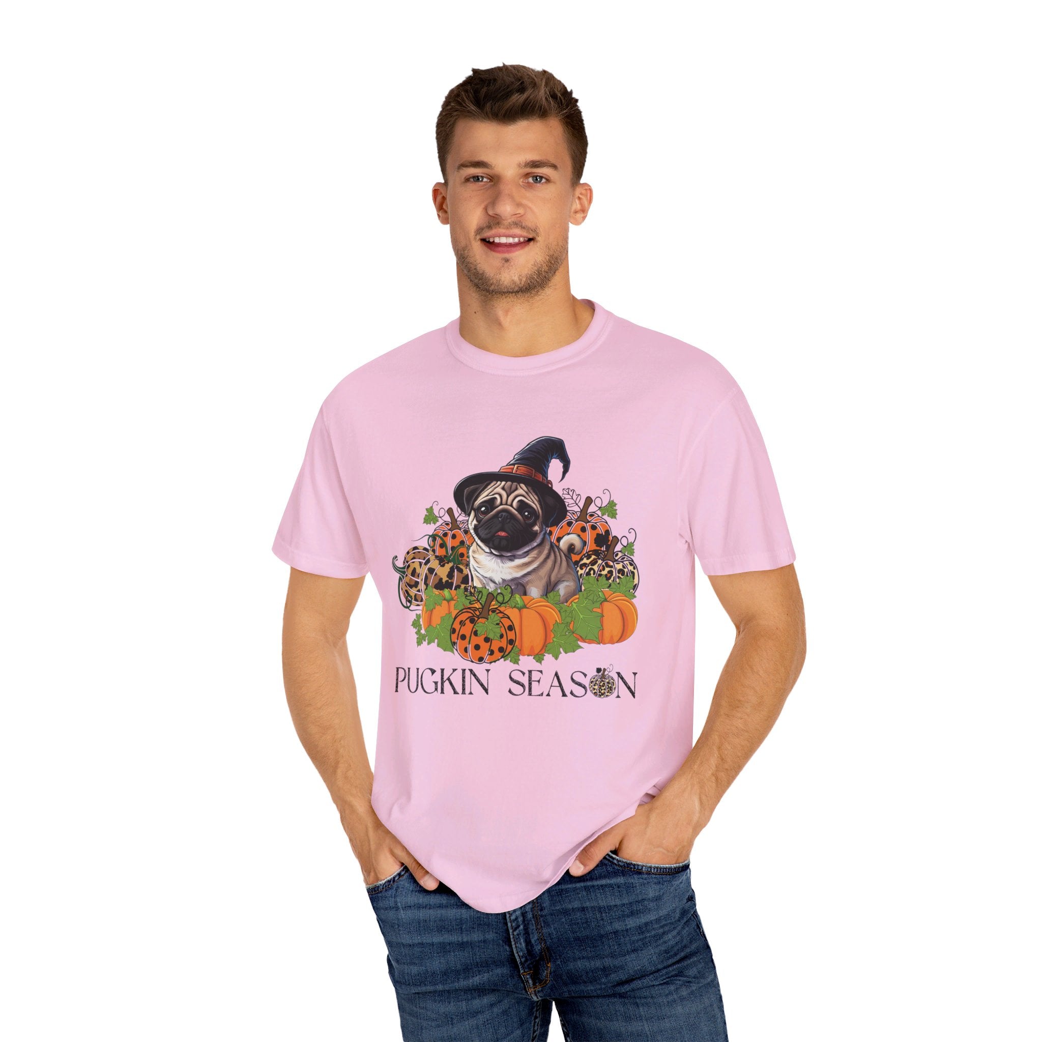 Fall Pug Shirt, Pugkin Season Shirt, Leopard Print Pumpkin T-shirt, Cute Dog Lover Graphic Tee, Halloween Party Gift Tshirt