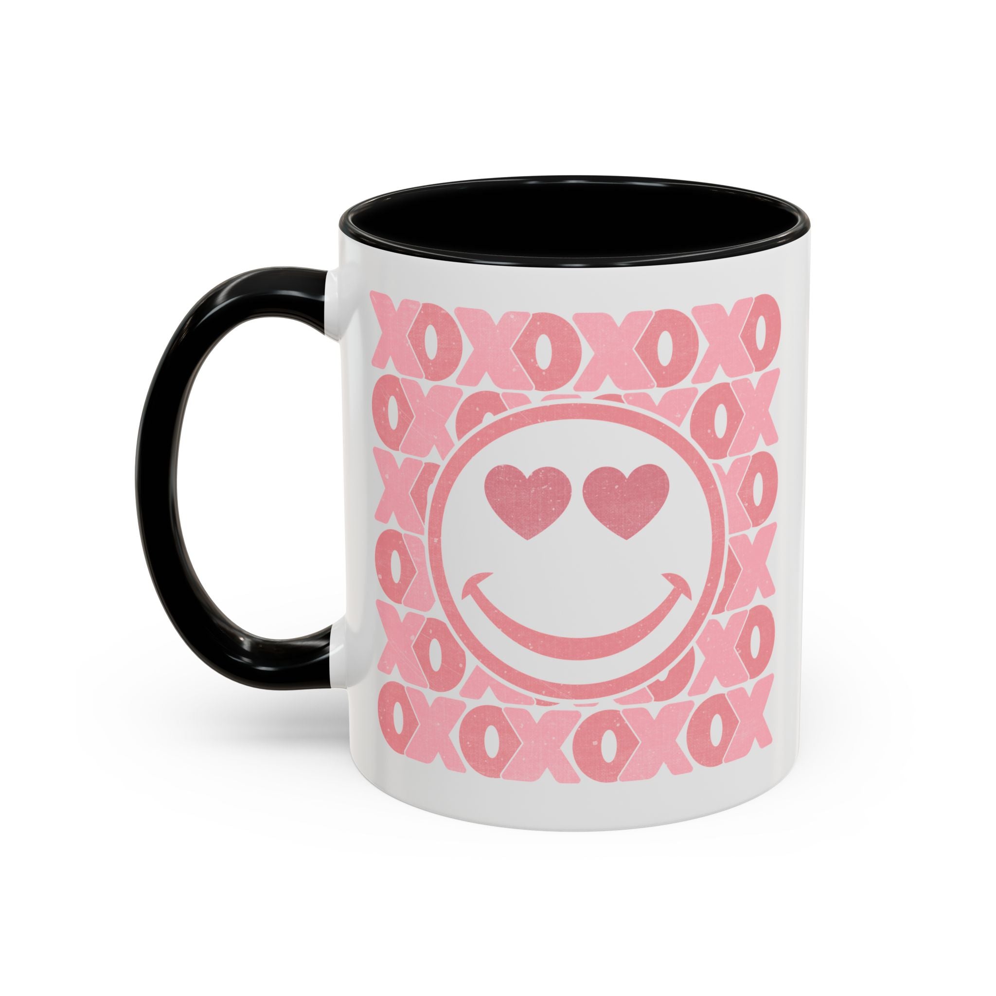 XOXO Smiley Face Coffee Mug, Pink Smiley Face Mug, Valentines Decor, Galentines gift, XOXO Coffee Cup, Party Favors, Cute Coffee Mug