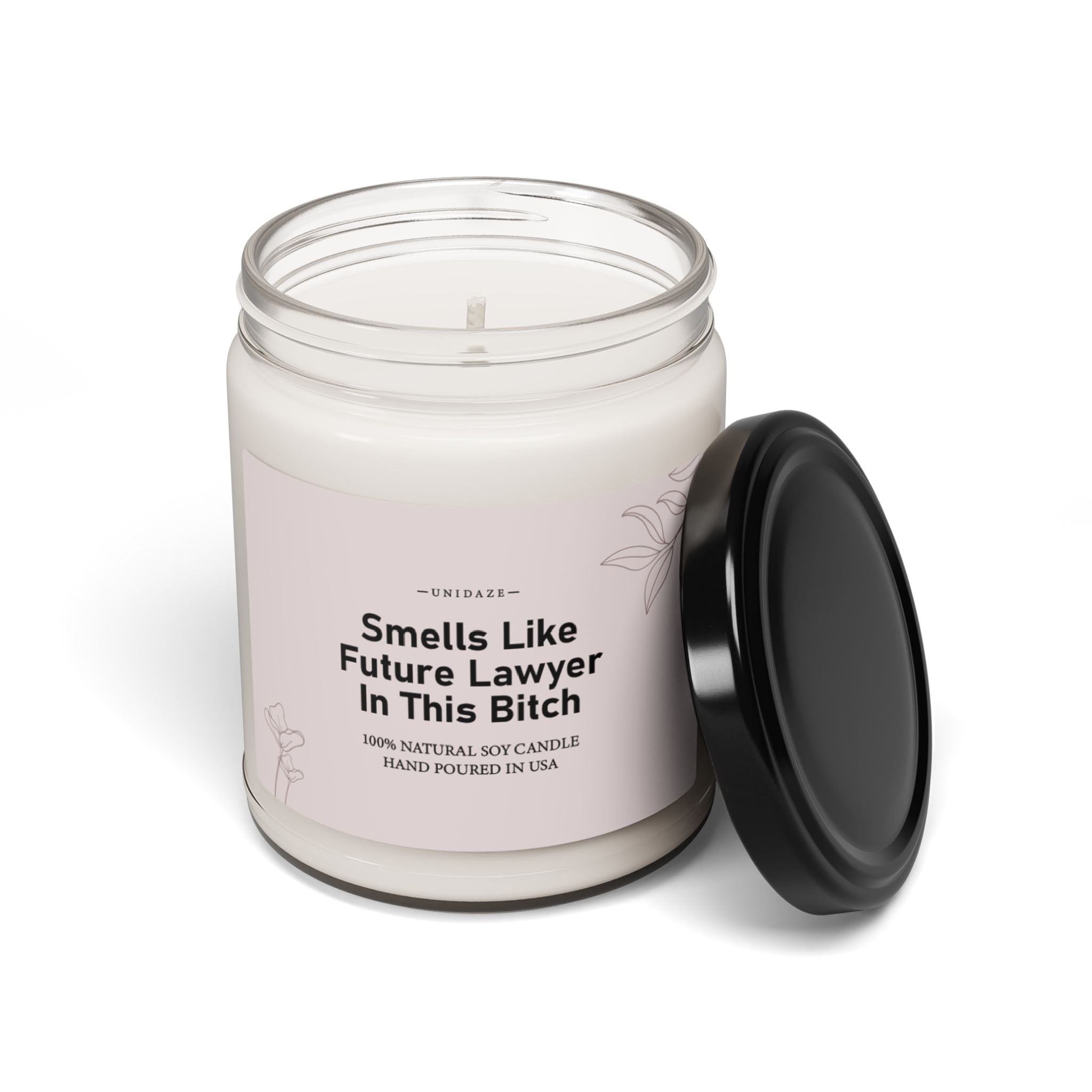 UNIDAZE Smells Like Future Lawyer In This Bitch Soy Wax Candle, Law School Acceptance, Funny Lawyer Gift, Bar Exam Gift, Eco Friendly 9oz. Candle Printify Assembled in the USA Assembled in USA bar exam bar exam gift Bio candles Decor Eco-friendly funny lawyer gift future lawyer future lawyer gift gift for law school gift for lawyer Halloween Holiday Picks Home & Living Home Decor law school law school accepted law school gift law school grad lawyer candle lawyer gift Made in the USA Made in USA