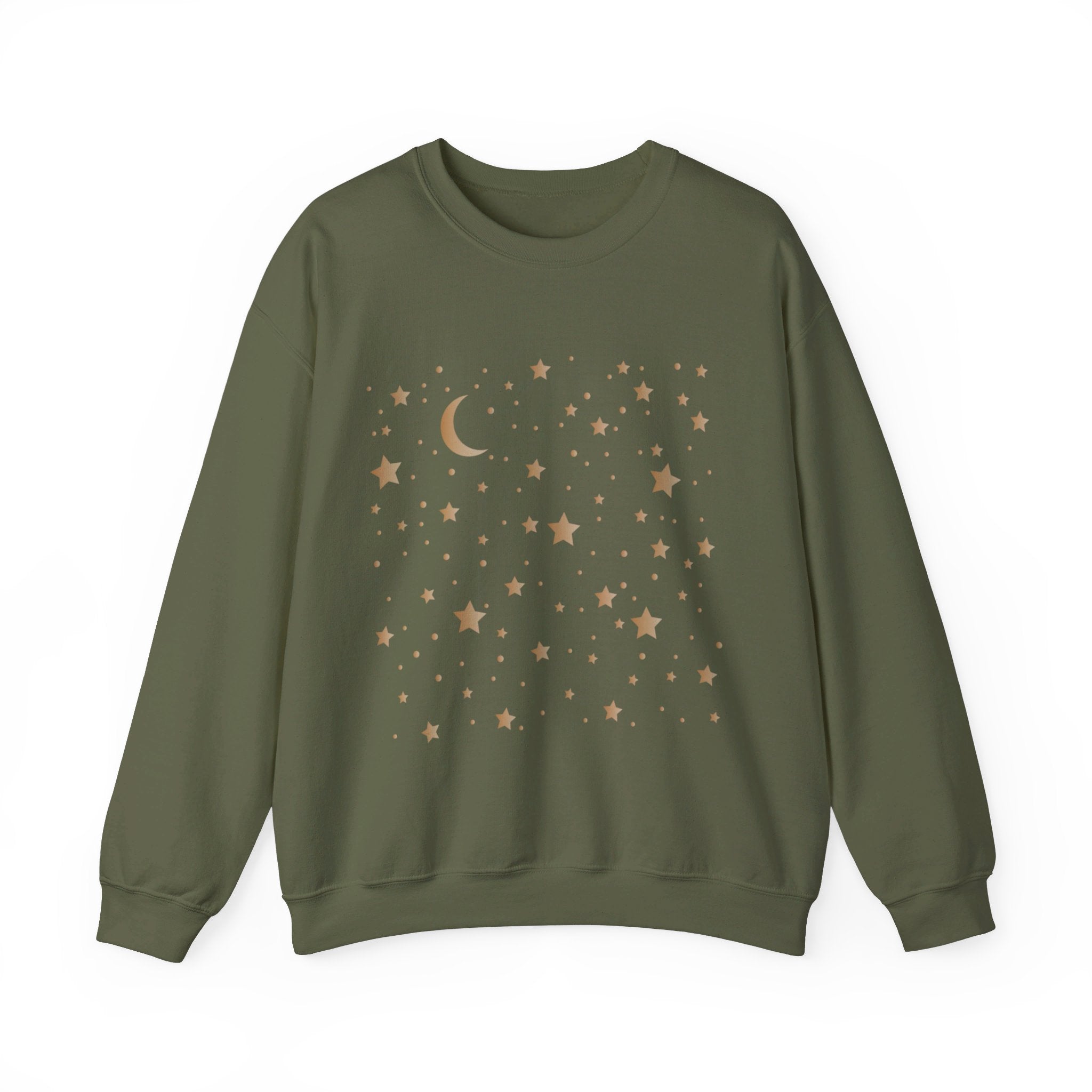 Unisex Moon And Starts Celestial Sweatshirt, Boho Moon And Stars Shirt, Gold Stars Shirt, Mystical Moon And Stars Shirt, Astronomy Shirt