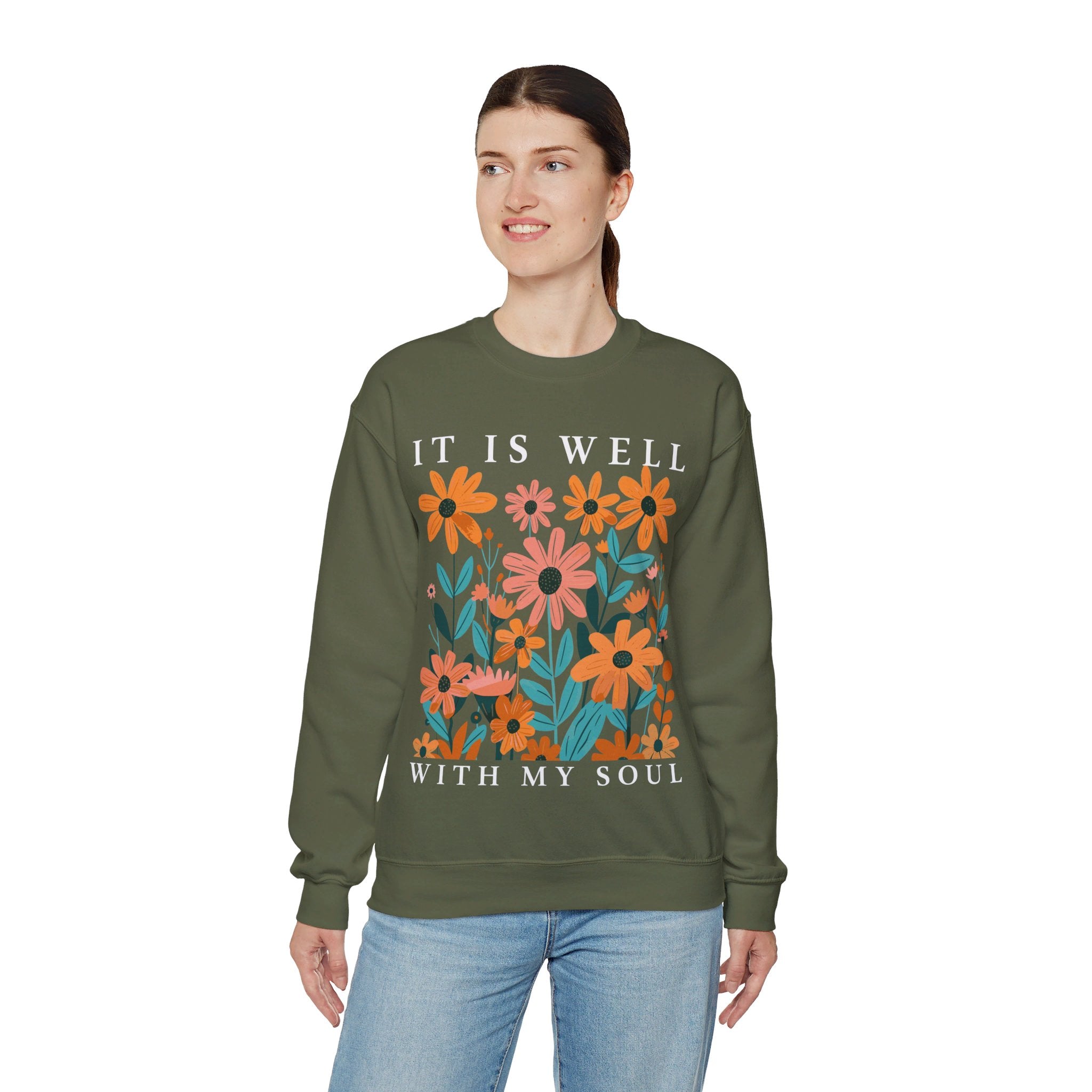 It is Well With My Soul Christian Sweatshirt, Christian Shirts, Vintage Floral Christian Shirt, Christian gifts, Jesus Apparel