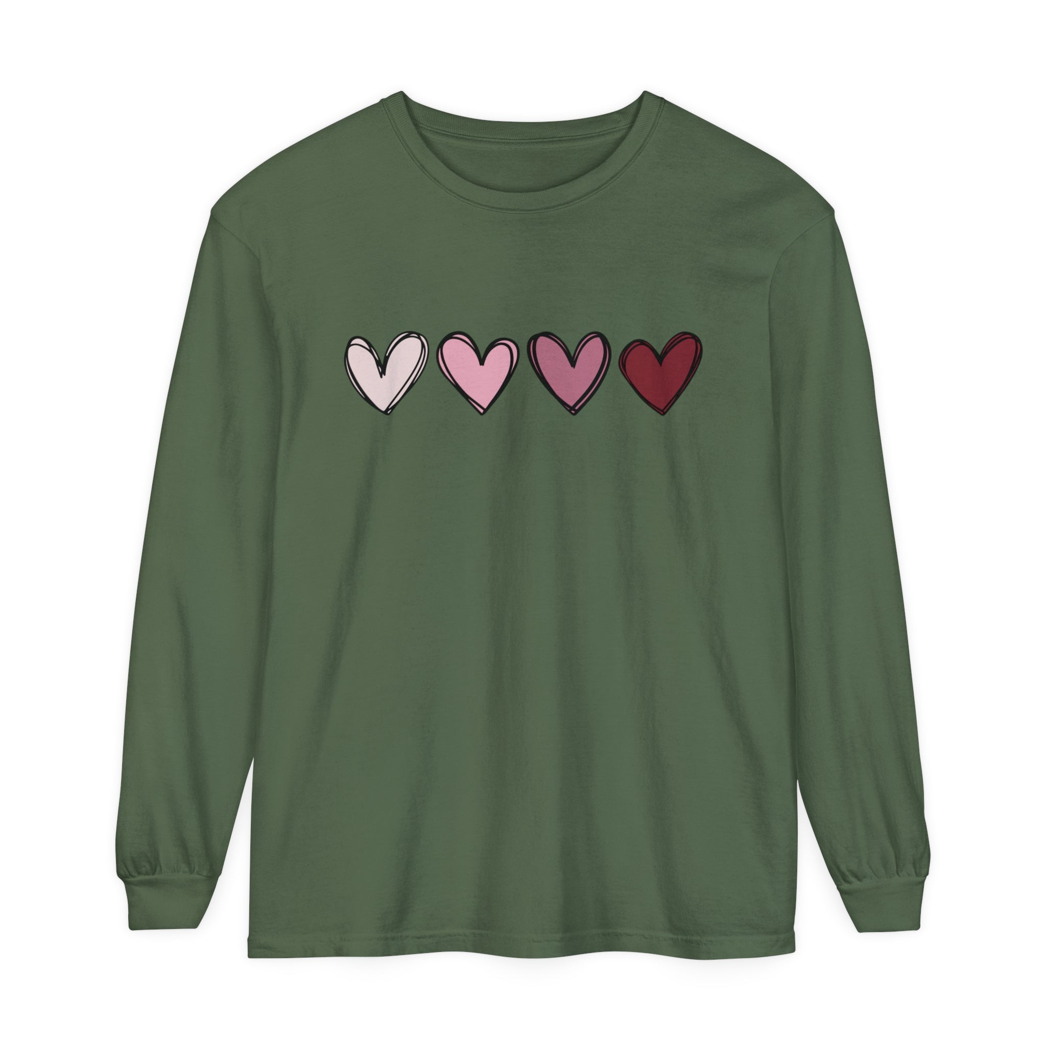 Valentine Double Heart Long Sleeve T-Shirt, Cute Valentine Shirt, Valentine Long Sleeve Shirt, Vintage Valentine Sweatshirt, Love Heart Long Sleeve Tee