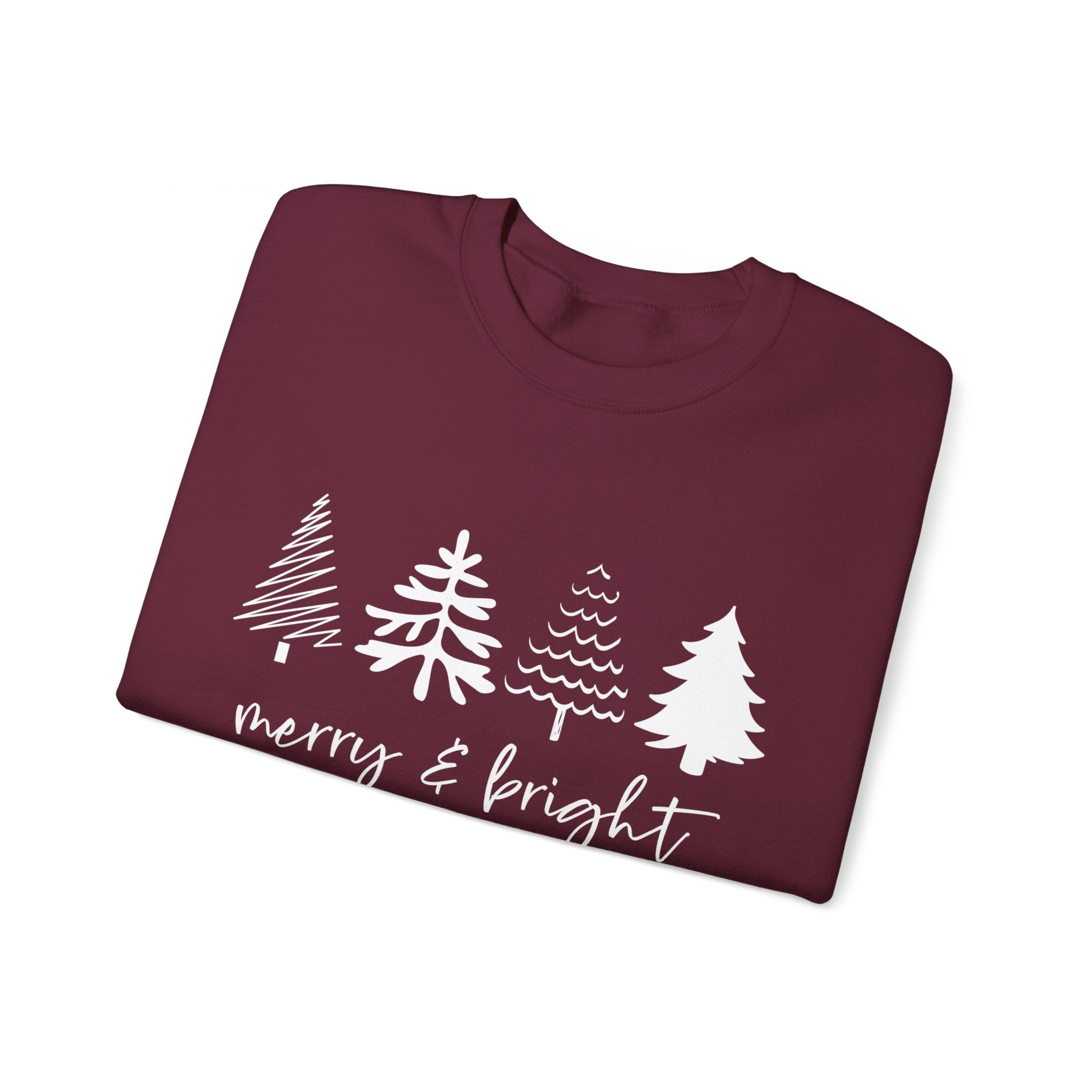 Merry & Bright Christmas Trees Sweatshirt, Merry and Bright Trees, Christmas Sweatshirt, Holiday Sweater, Womens Holiday Sweatshirt, Christmas Shirt, Winter Shirt