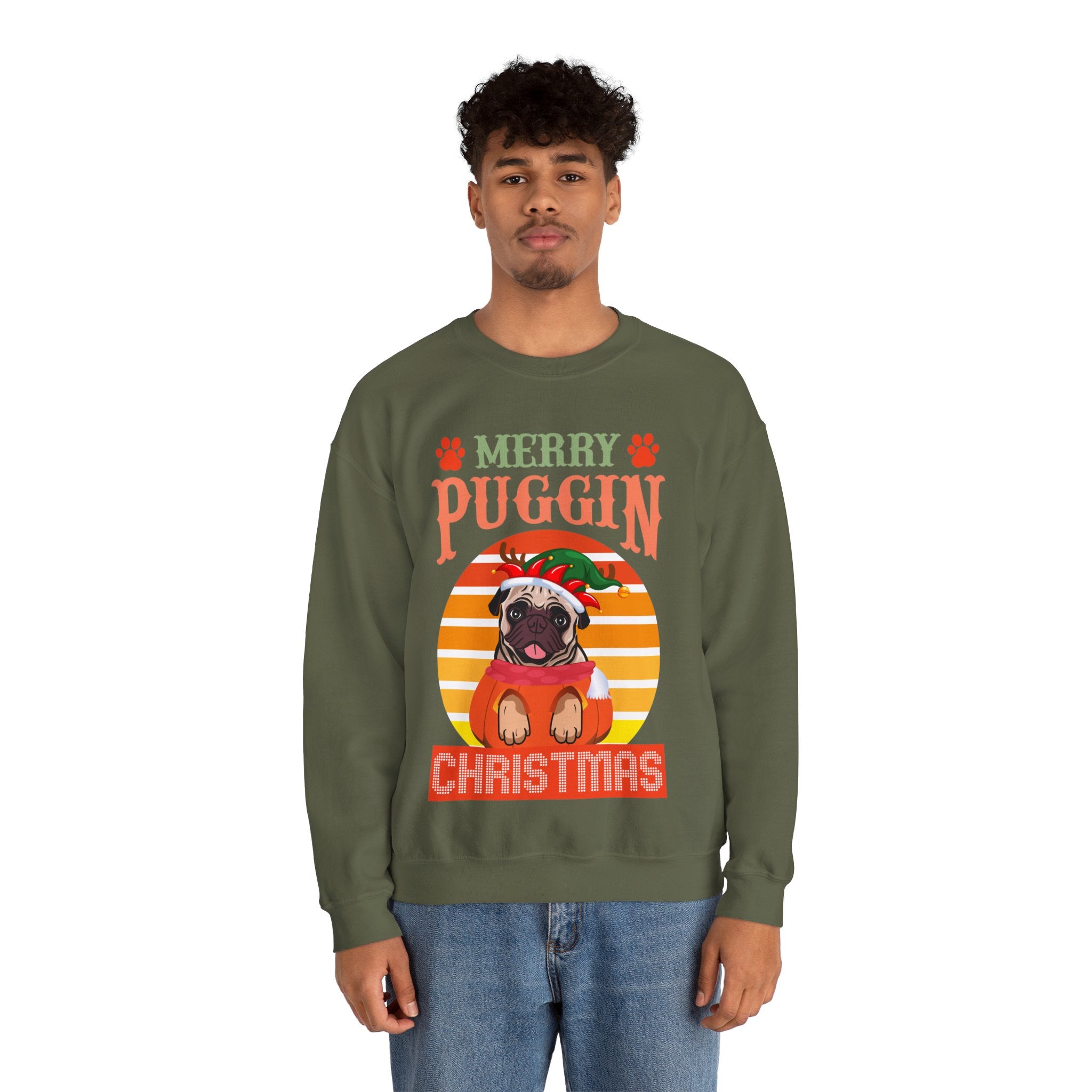 Pug Christmas Sweatshirt, Dog Lover Gift, Holiday Sweaters, Christmas Pugs Shirt, Pug In Santa Hat, Dog Mom Shirt, Santa Pug Shirt