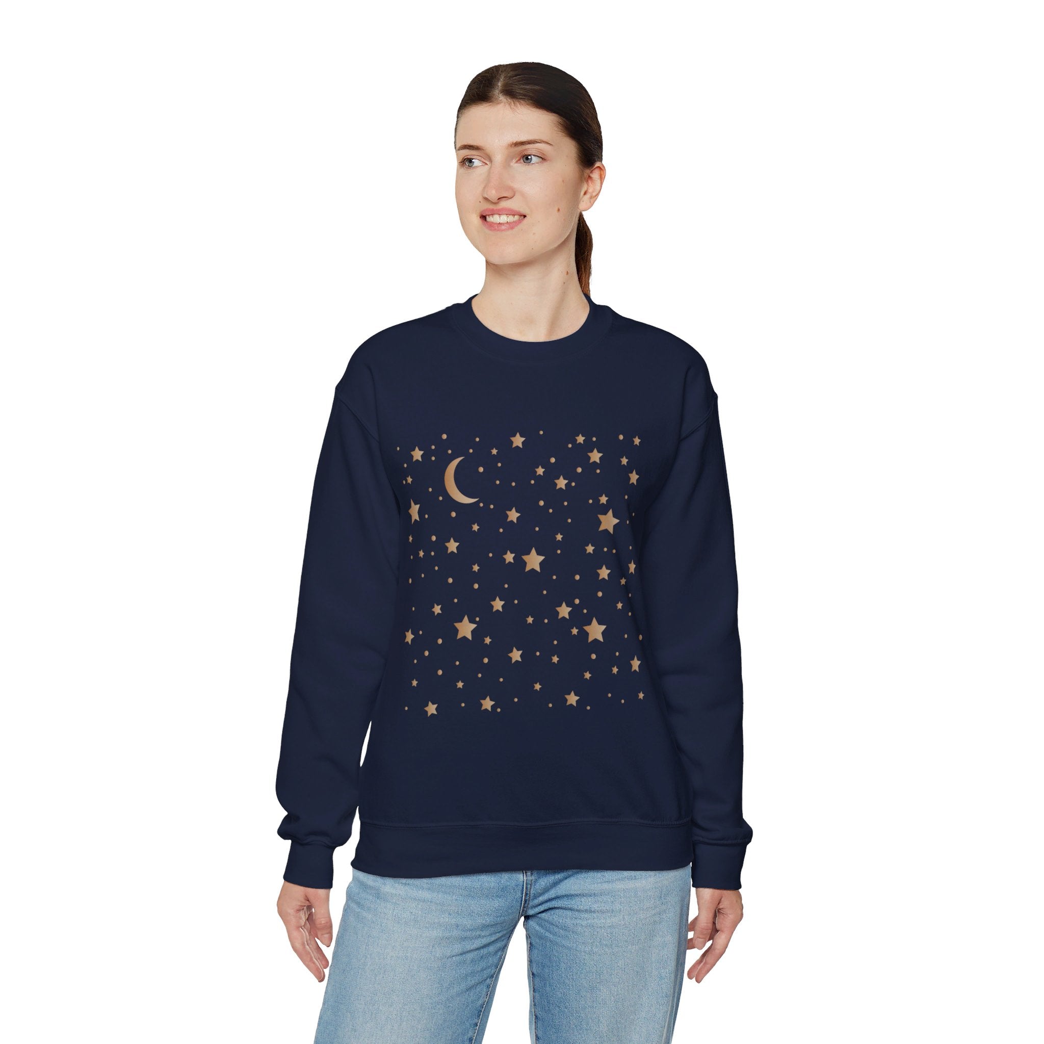 Unisex Moon And Starts Celestial Sweatshirt, Boho Moon And Stars Shirt, Gold Stars Shirt, Mystical Moon And Stars Shirt, Astronomy Shirt