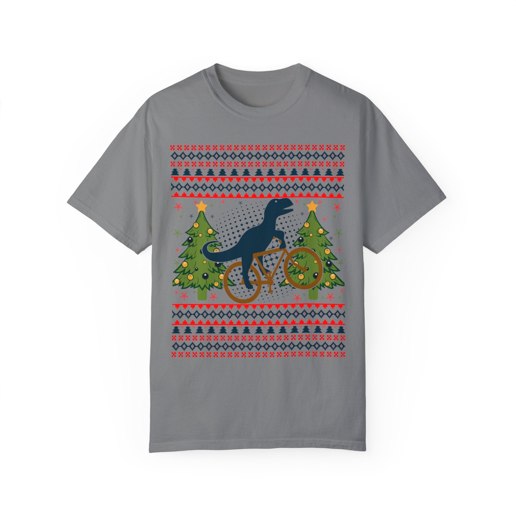 Ugly Christmas Dinosaur Riding Bike Shirt, Dinosaur Christmas Sweater, Dino Riders Tshirt, Dinosaur on a Bike Shirt