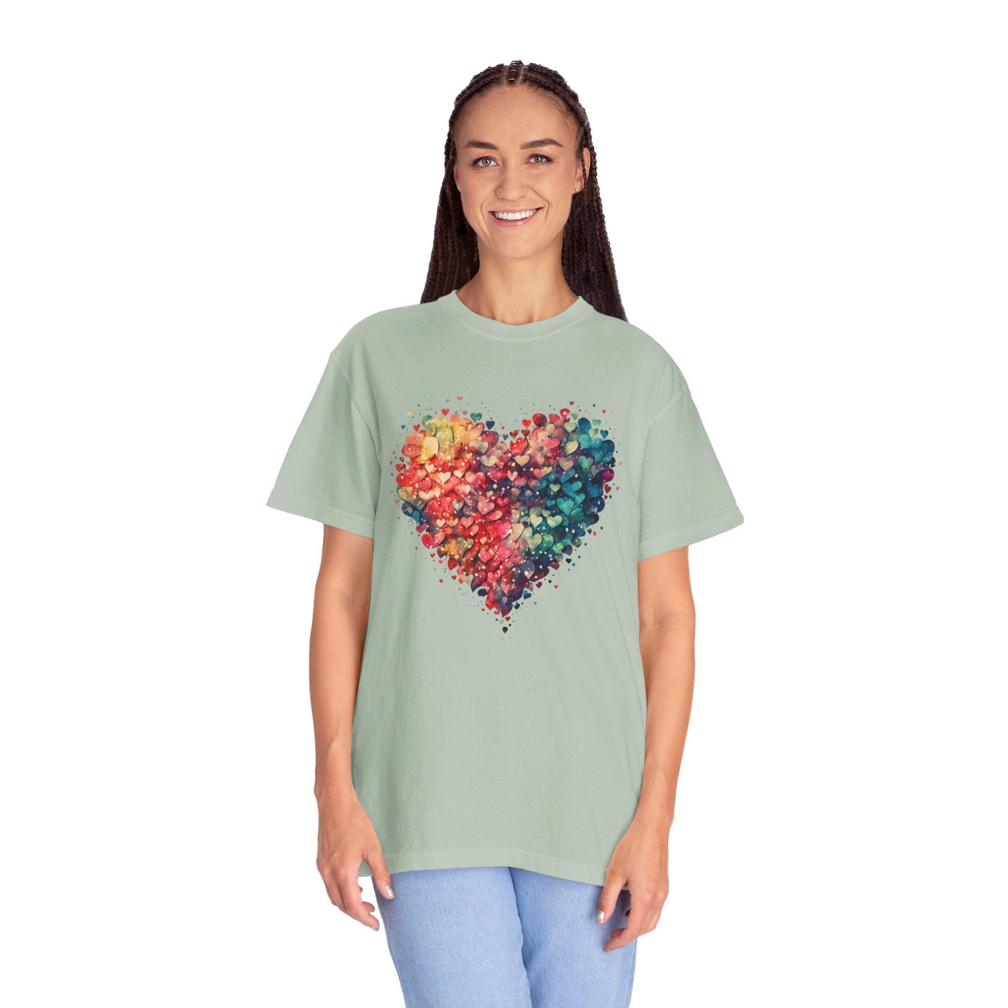 Valentines Watercolor Hearts Shirt, Comfort Color Valentines Day Shirt, Womens Valentines Day Gift, Cute Heart Valentines Love Shirt