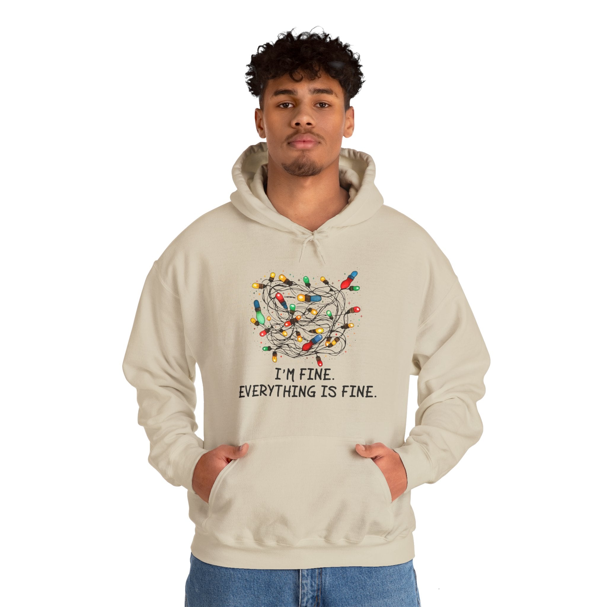 I'm Fine Everything Is Fine Hoodie, Christmas Hooded Sweatshirt, Hoodies Women, Christmas Hoodie Women, Christmas Lights Hoodie