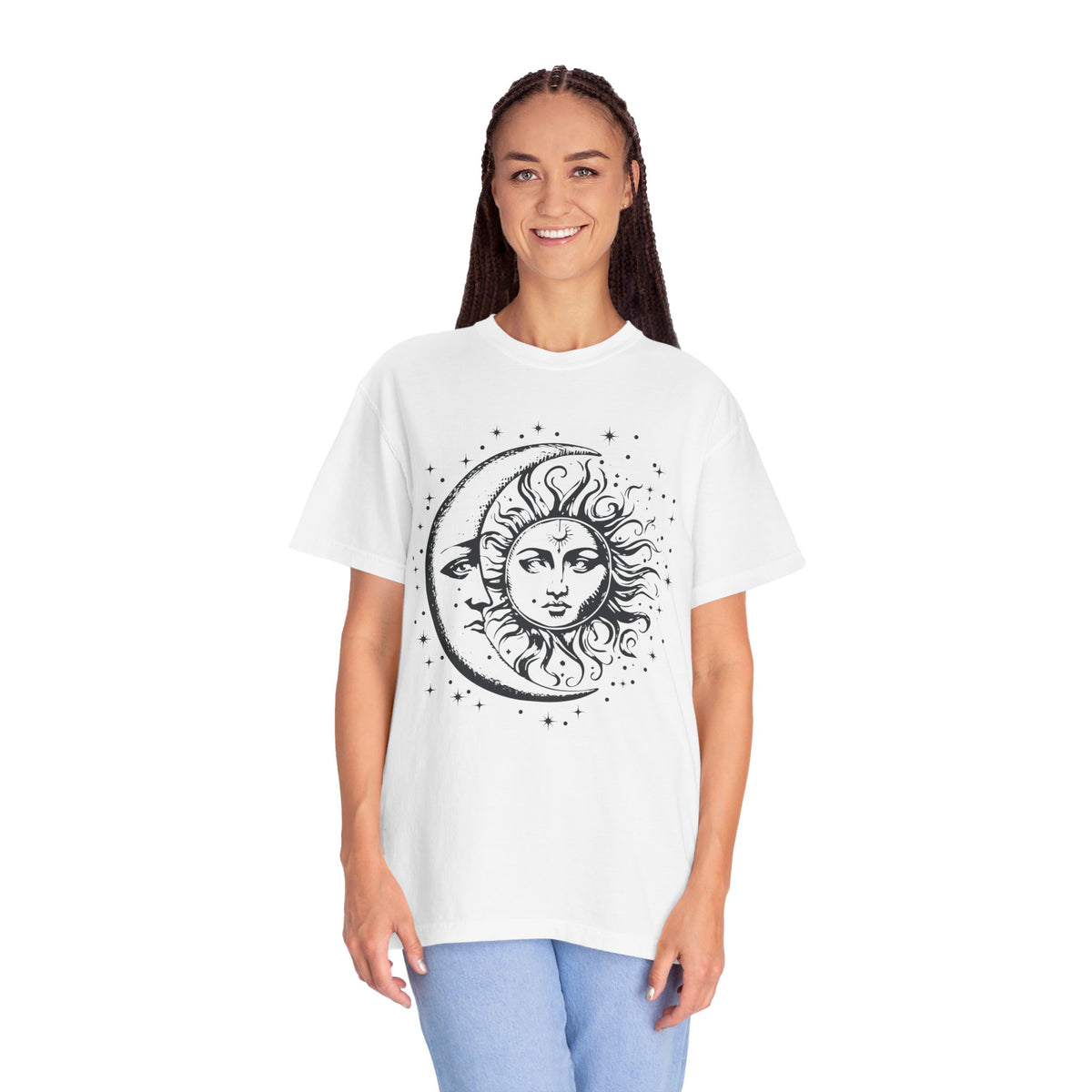 Celestial Shirt, Moon Phase T-shirt, Boho Mystical Moon And Sun Tee, Boho Moon Outfit, Spiritual Moon Unisex Clothing Gifts