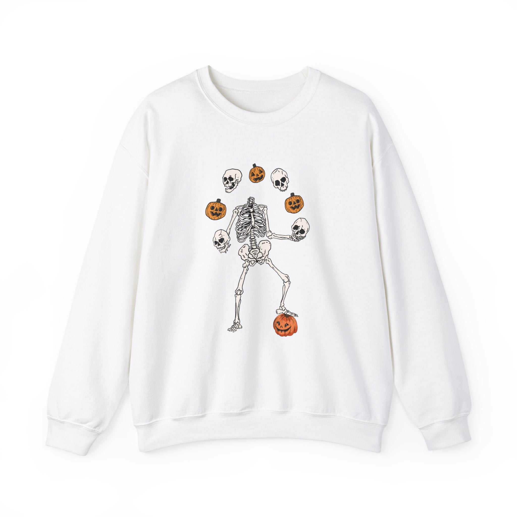 Dancing Skeleton Sweatshirt, Pumpkin Sweater, Pumpkin Skeleton Shirt, Fall Sweatshirt, Halloween Party Sweatshirt, Spooky Season Sweatshirt