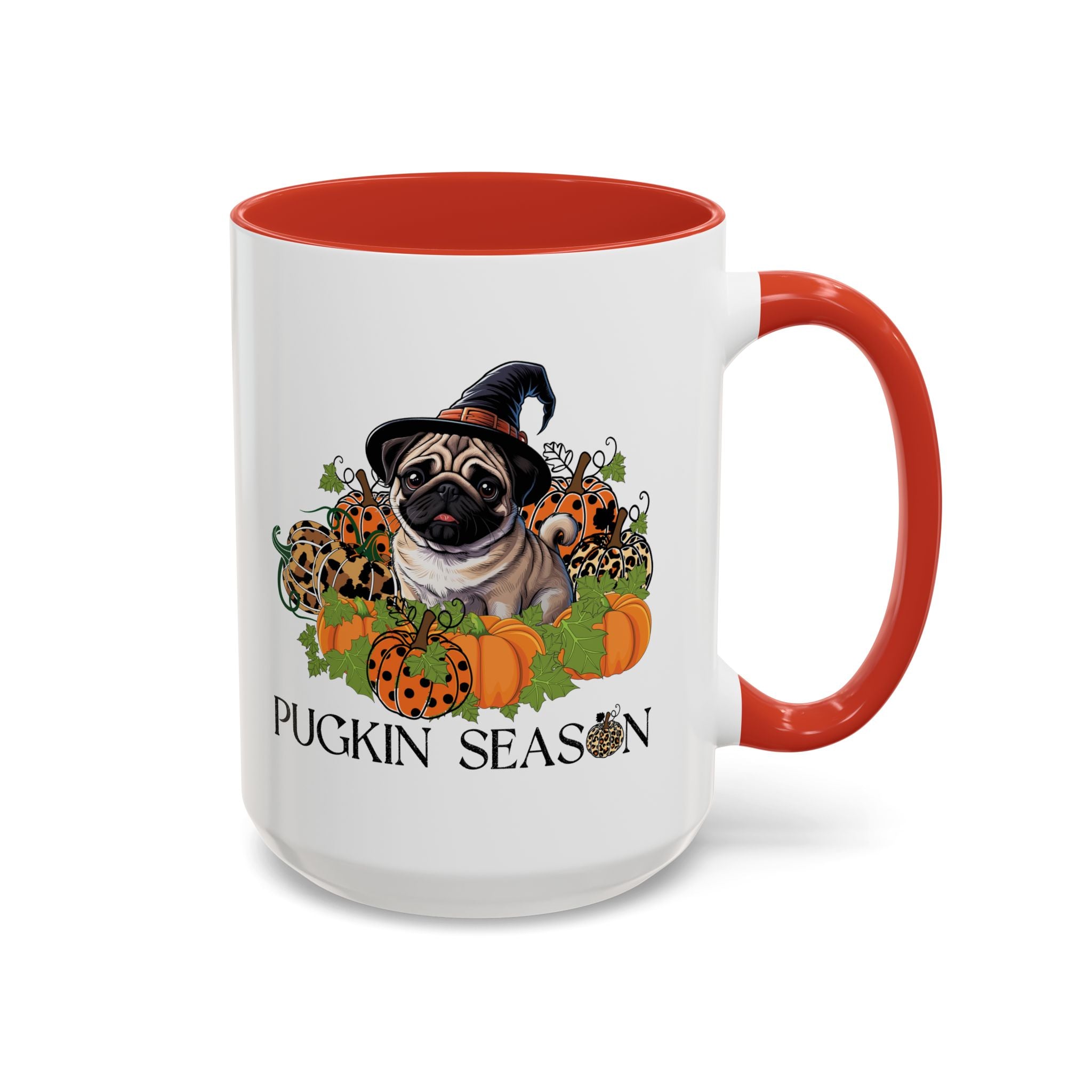 Pugkin Season Cup, Fall Pug Coffee Mug, Leopard Print Pumpkin Gift, Cute Autumn Dog Lover Graphic, Halloween Party Gifts