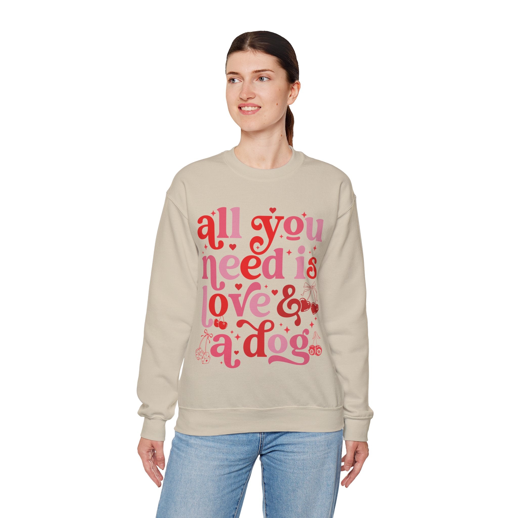 Dog Mom Sweatshirt Valentines, All You Need Is Love Sweatshirt, Womens Dog Lover Shirt, Dog Mama Sweatshirt, All You Need Is Love and a Dog