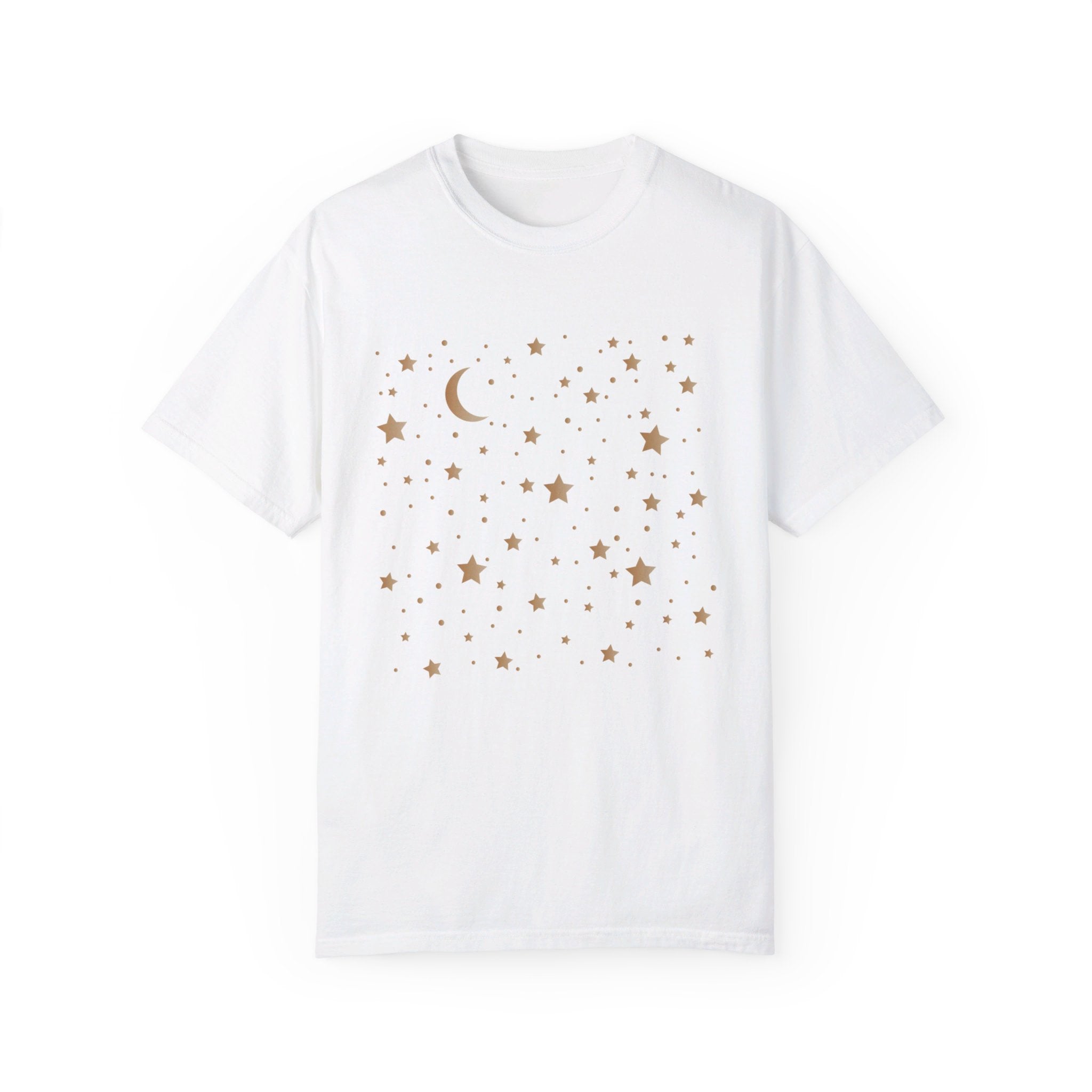 Moon and Stars Celestial T-Shirt, Boho Moon And Stars Shirt, Gold Stars Shirt, Mystical Moon and Stars Shirt, Astronomy Shirt