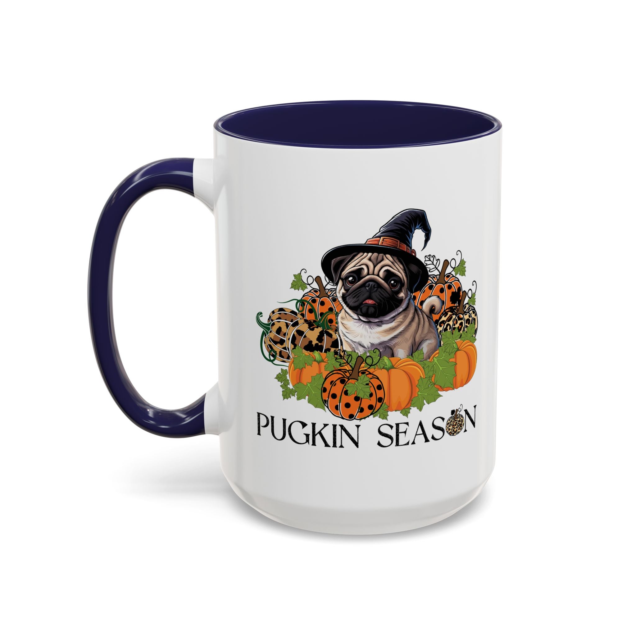 Pugkin Season Cup, Fall Pug Coffee Mug, Leopard Print Pumpkin Gift, Cute Autumn Dog Lover Graphic, Halloween Party Gifts