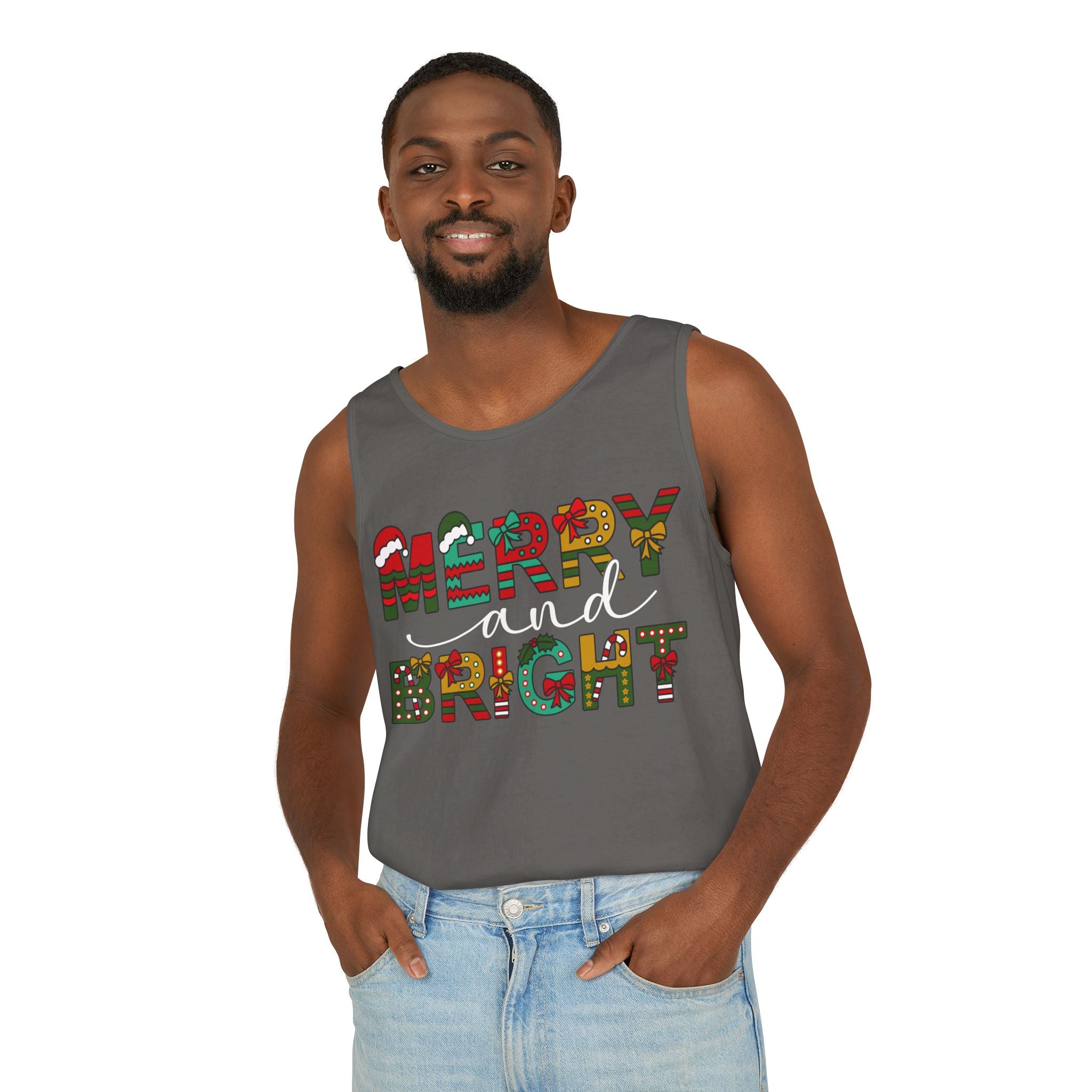 Merry and Bright Tank Top, Merry and Bright Christmas Tank Top, Holiday Shirt for Women, Unique Holiday Gift, Christmas Party Outfit, Xmas Shirts