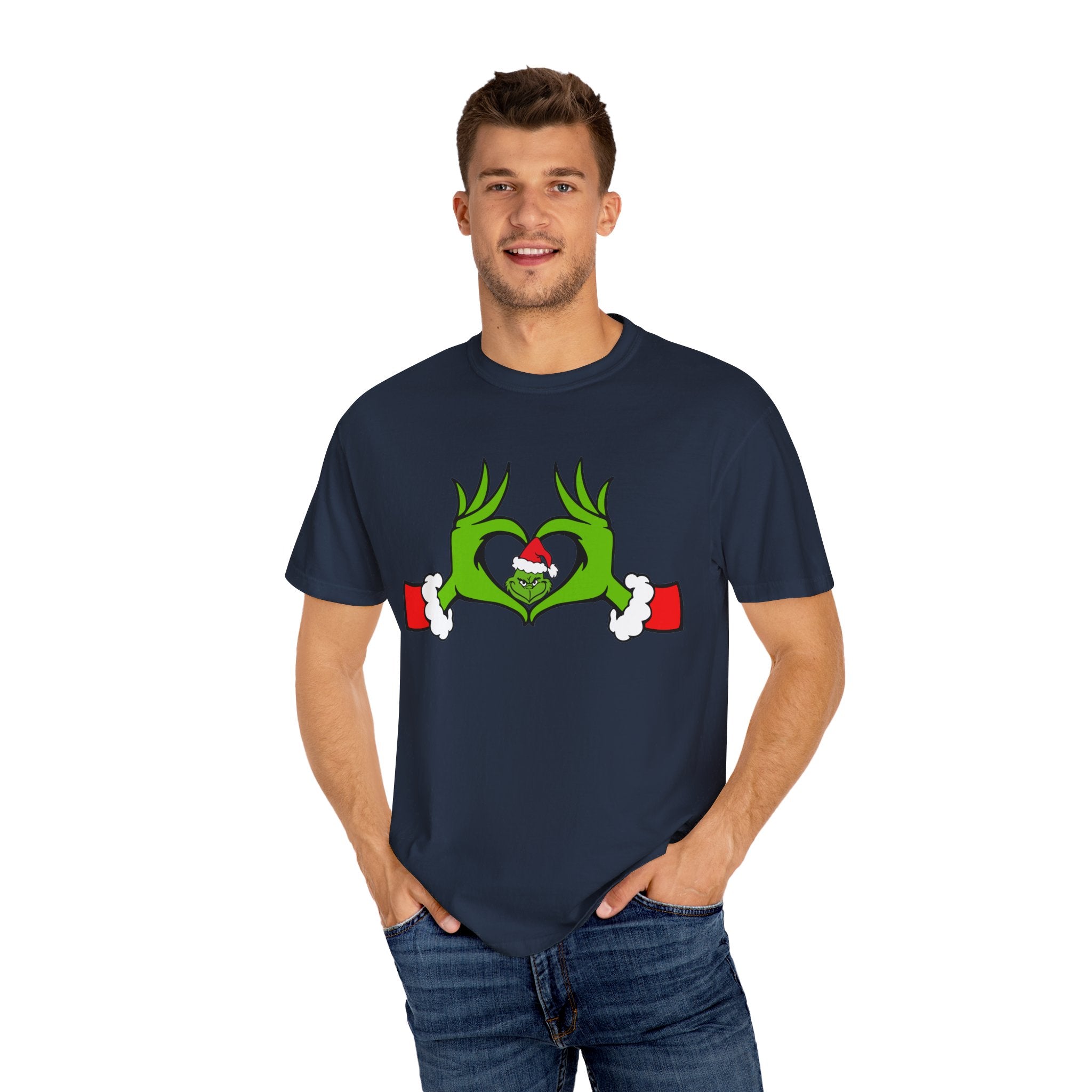 Grinch Heart Hands Graphic Tees, Grinch T-Shirt, Christmas Shirt, Xmas Clothing, Holiday T Shirts, Christmas Gifts, Christmas Party Shirt, Grinchmas T-shirt