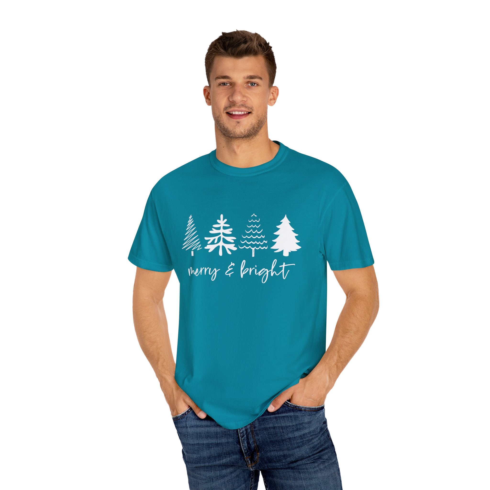 Merry Christmas Tree Shirt, Merry & Bright Christmas Tree Shirt, Womens Christmas Shirt, Cute Christmas Shirt, Holiday Shirt, Pine Tree Shirt