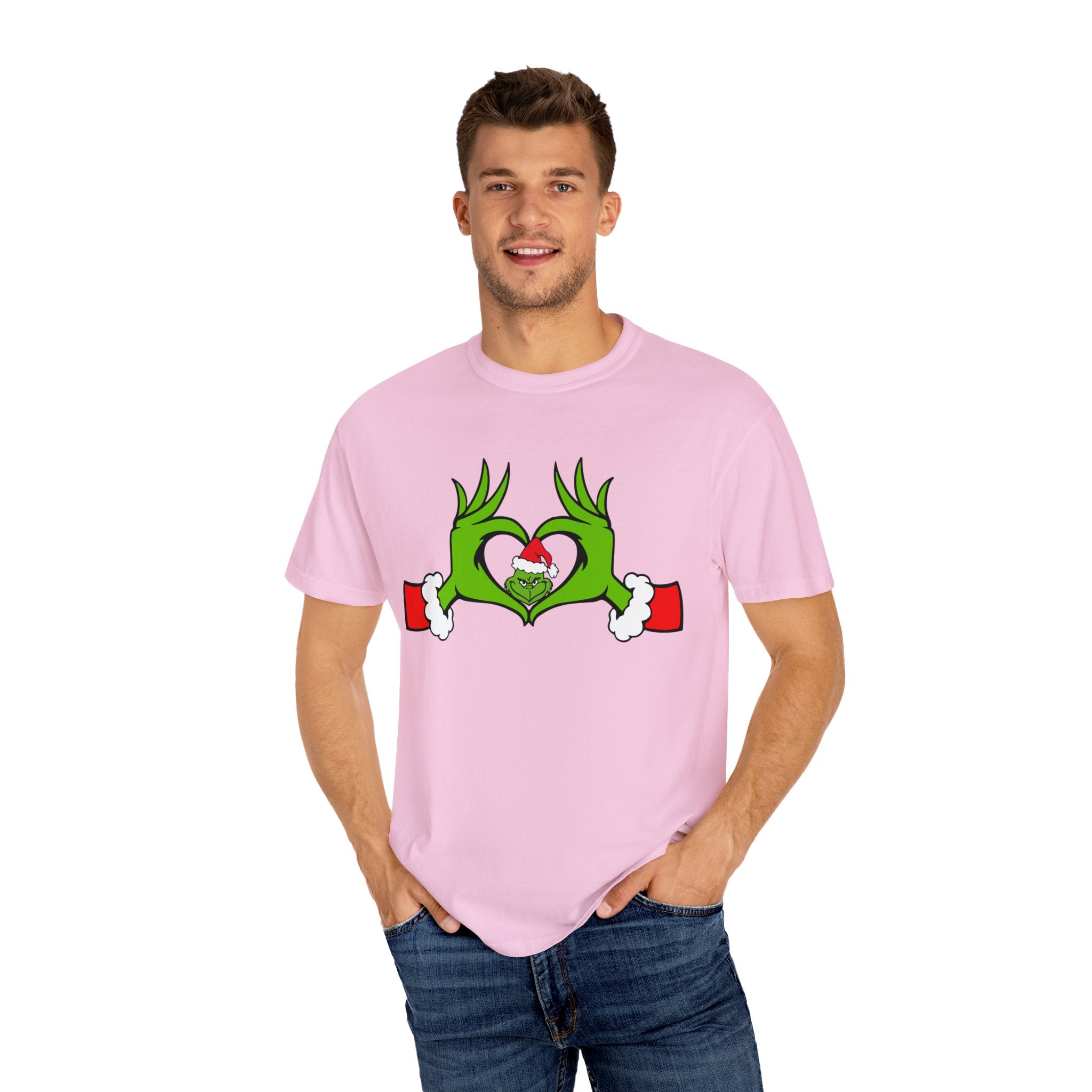 Grinch Heart Hands Graphic Tees, Grinch T-Shirt, Christmas Shirt, Xmas Clothing, Holiday T Shirts, Christmas Gifts, Christmas Party Shirt, Grinchmas T-shirt