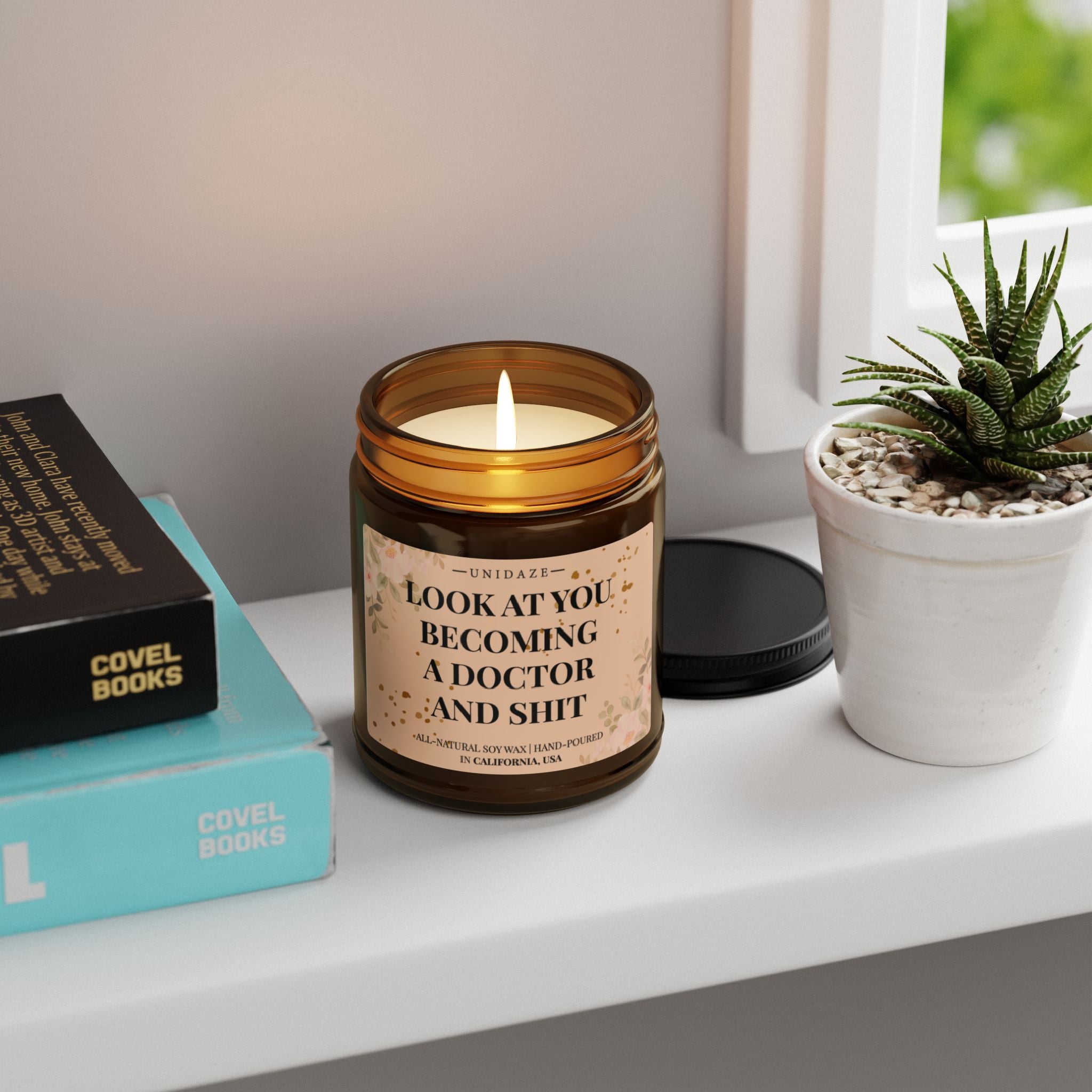 UNIDAZE Look At You Becoming A Doctor Gift Box, Funny Doctorate Graduation Gift, Doctoral Student Modern Candle Gift, PHD Degree Medical School Gift Printify Assembled in the USA Assembled in USA candles Decor graduation candle Home & Living Home Decor Made in the USA Made in USA