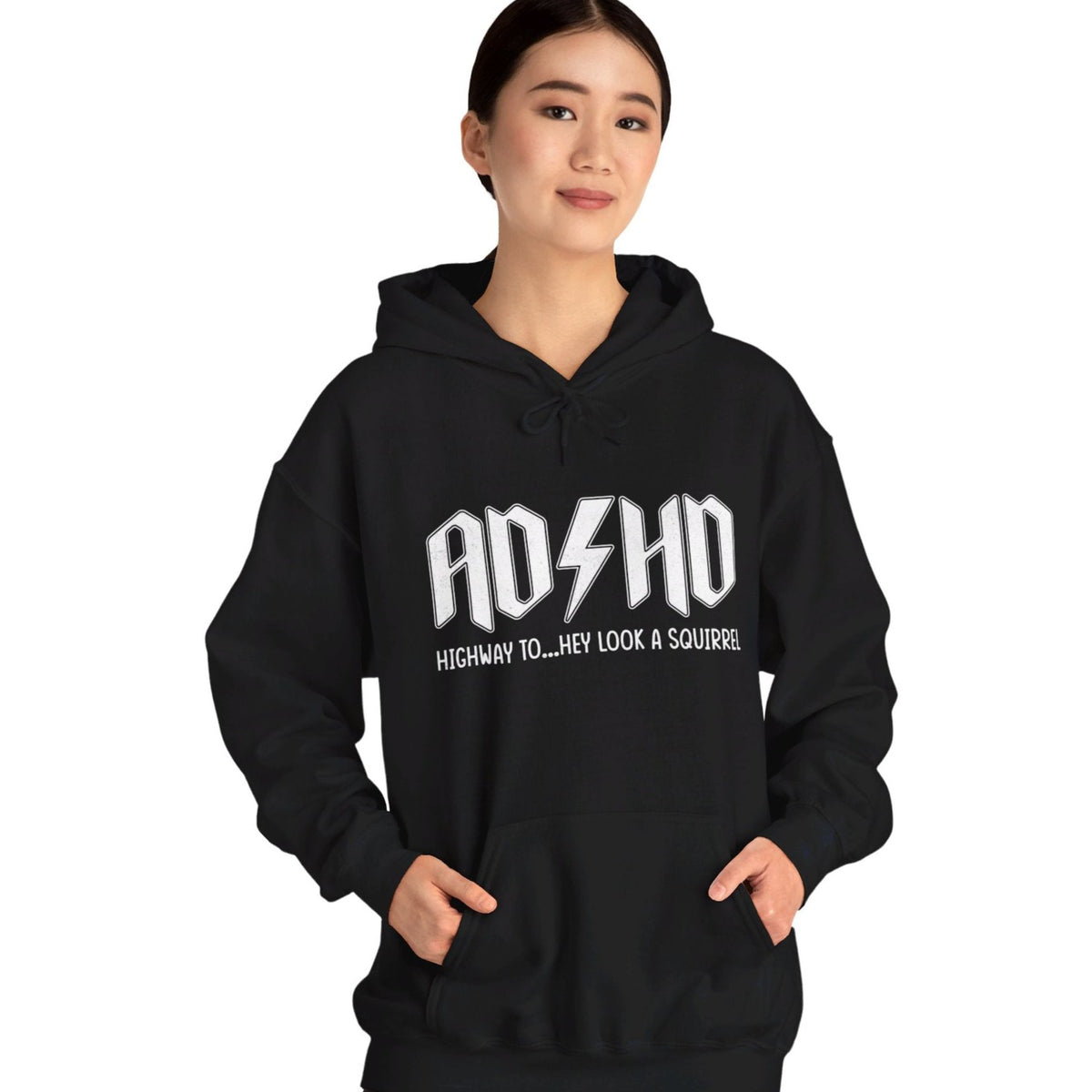 AD HD Highway to... Hey Look a Squirrel Hoodie, Funny Adhd Hoodie, Mental Health Hoodie, Motivational Hoodie, Cool Adhd Hoodie