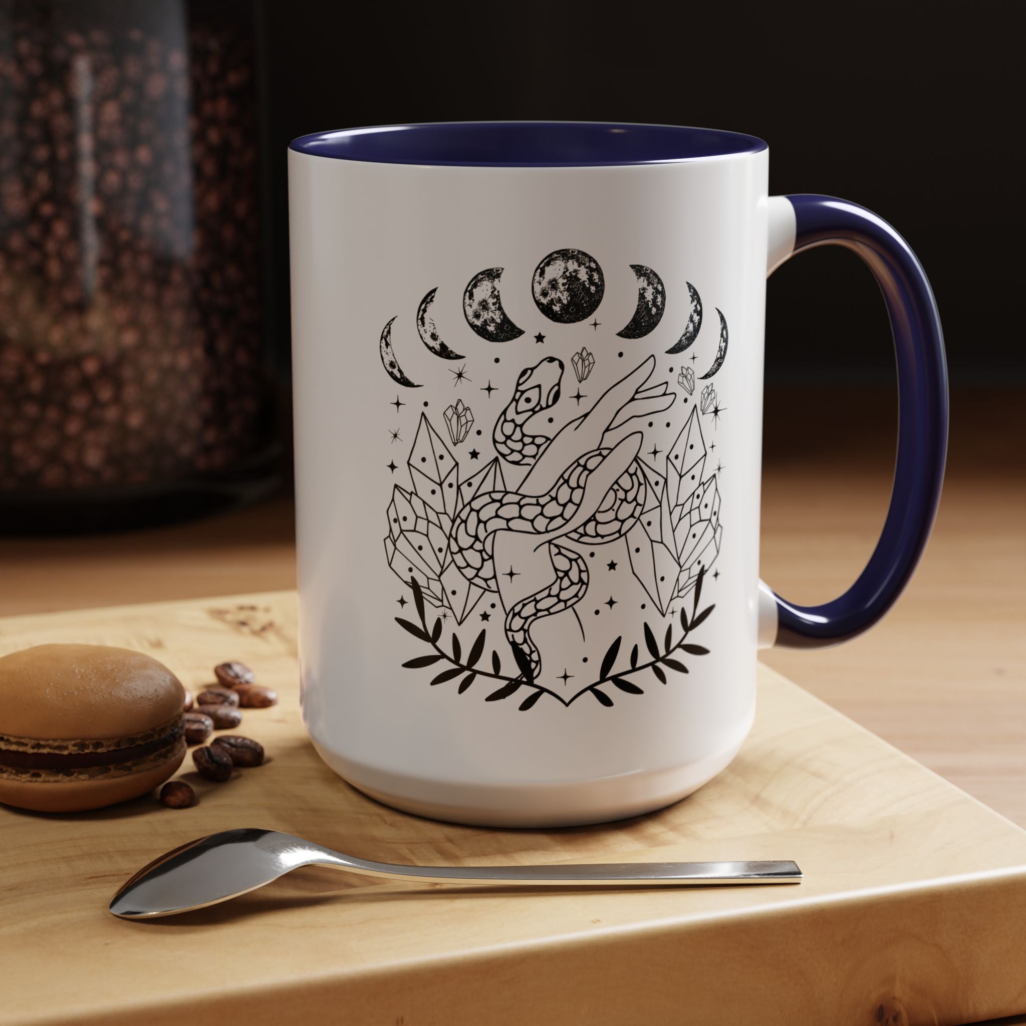 Celestial Snake Coffee Mug, Moon Phase Snake Mug, Coffee Mug, Unique Mystic Coffee Cup