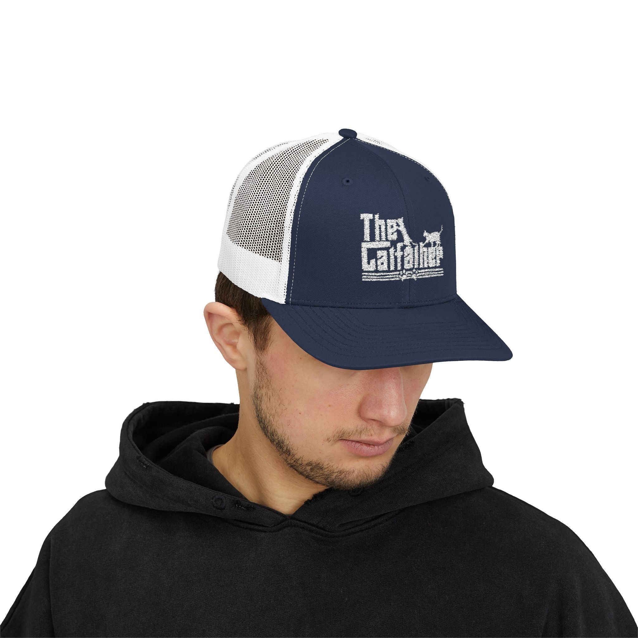 The Catfather Trucker Hat, Embroidered Cap, Cat Lover Gift for Dad, Fathers Day Gift, Cat Owner Gift for Husband, Cat Dad Hat, Trucker Cat Hat
