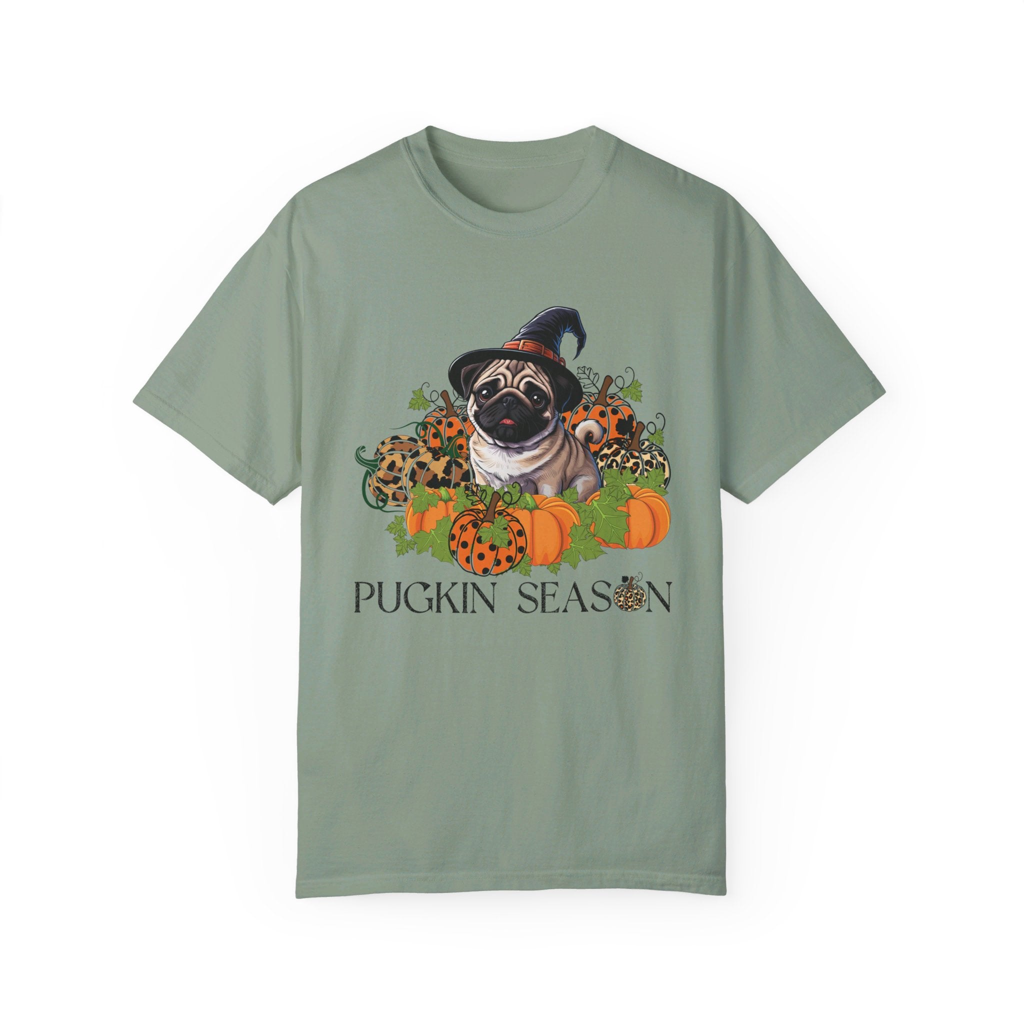 Fall Pug Shirt, Pugkin Season Shirt, Leopard Print Pumpkin T-shirt, Cute Dog Lover Graphic Tee, Halloween Party Gift Tshirt