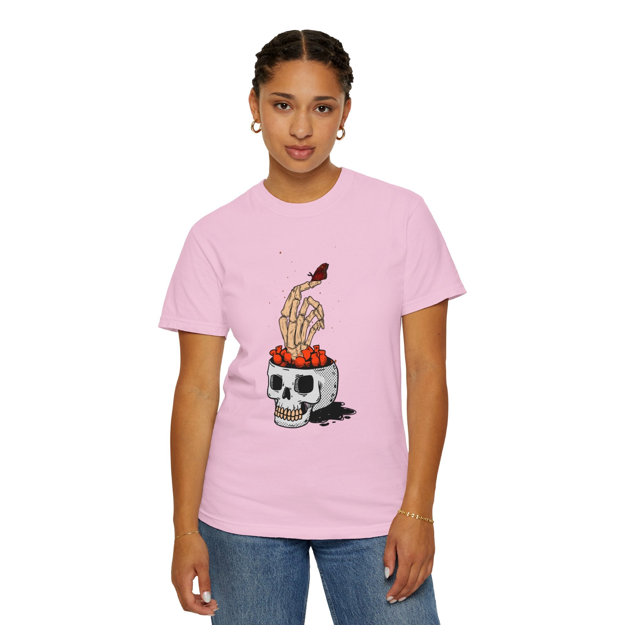 Skull skeleton hand halloween T-Shirt, Skeleton Hand T-Shirt, Skeleton Shirt, Horror Gift, Skeleton Rock Tee, Rock and Roll Shirt, Comfort Colors Shirt