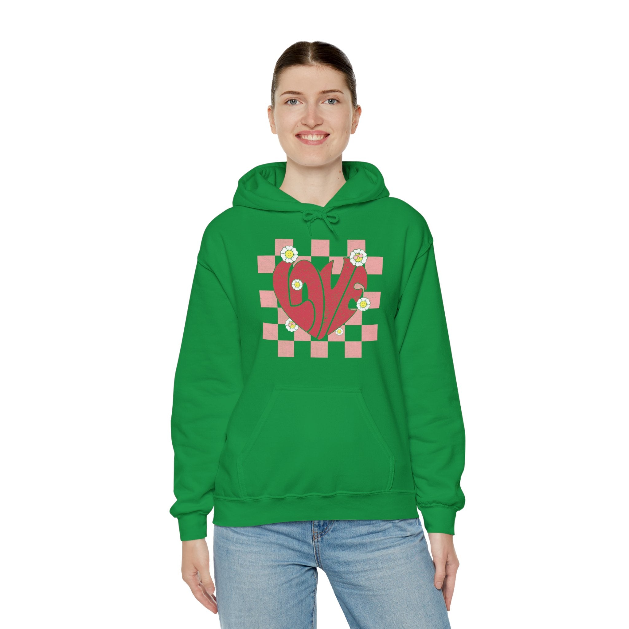 Valentine Heart Hoodie, Retro Love Hoodie, Love Shirt, Xoxo Shirt, Valentines Day Gift, Checker heart Hoodie, Heart Love Shirt