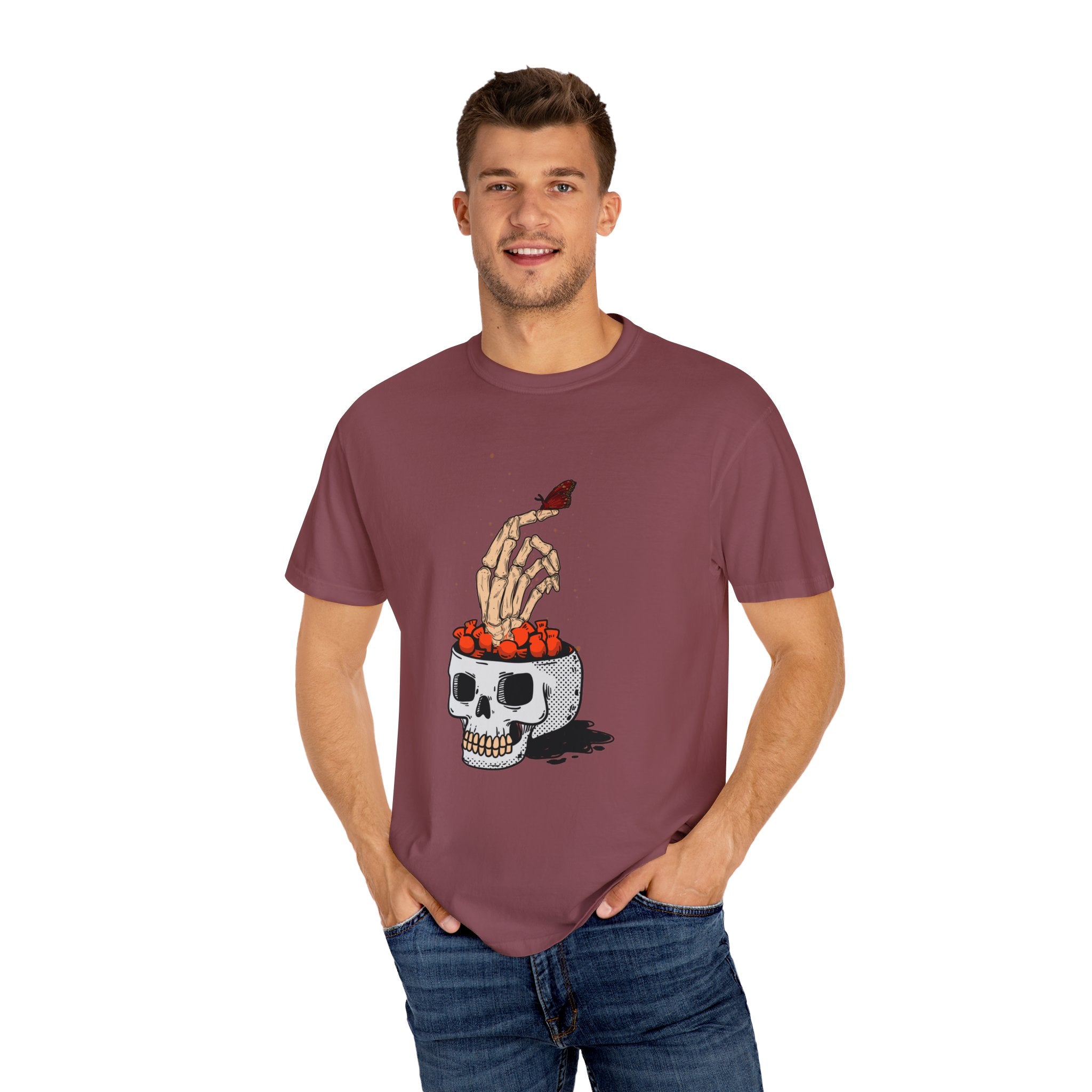 Skull skeleton hand halloween T-Shirt, Skeleton Hand T-Shirt, Skeleton Shirt, Horror Gift, Skeleton Rock Tee, Rock and Roll Shirt, Comfort Colors Shirt