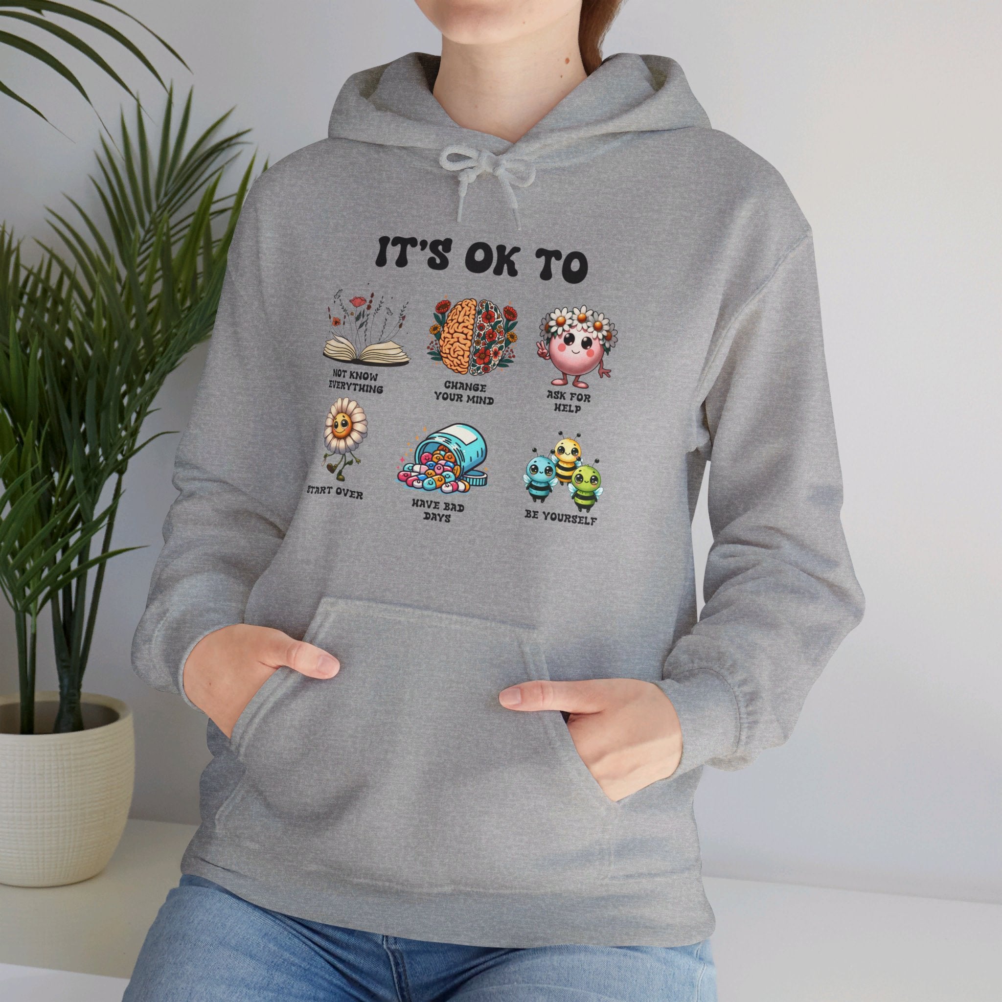 Mental Health its ok to be yourself, Teacher Hoodie, School Counselor, Positive affirmations, Therapist SPED Teacher SLP saying Hoodie