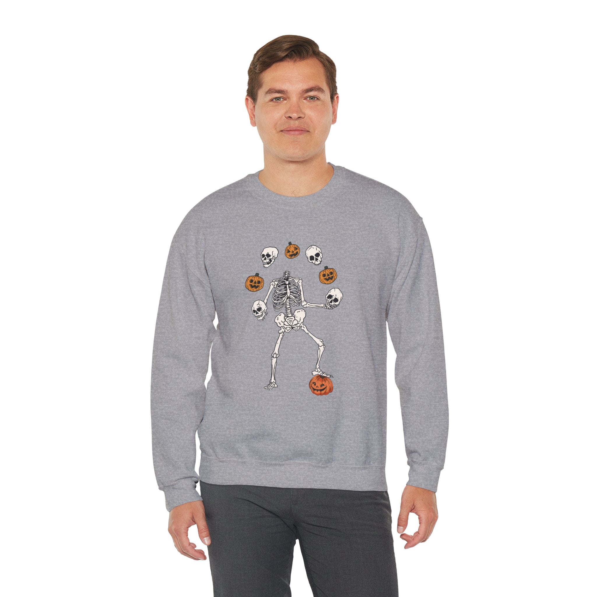 Dancing Skeleton Sweatshirt, Pumpkin Sweater, Pumpkin Skeleton Shirt, Fall Sweatshirt, Halloween Party Sweatshirt, Spooky Season Sweatshirt