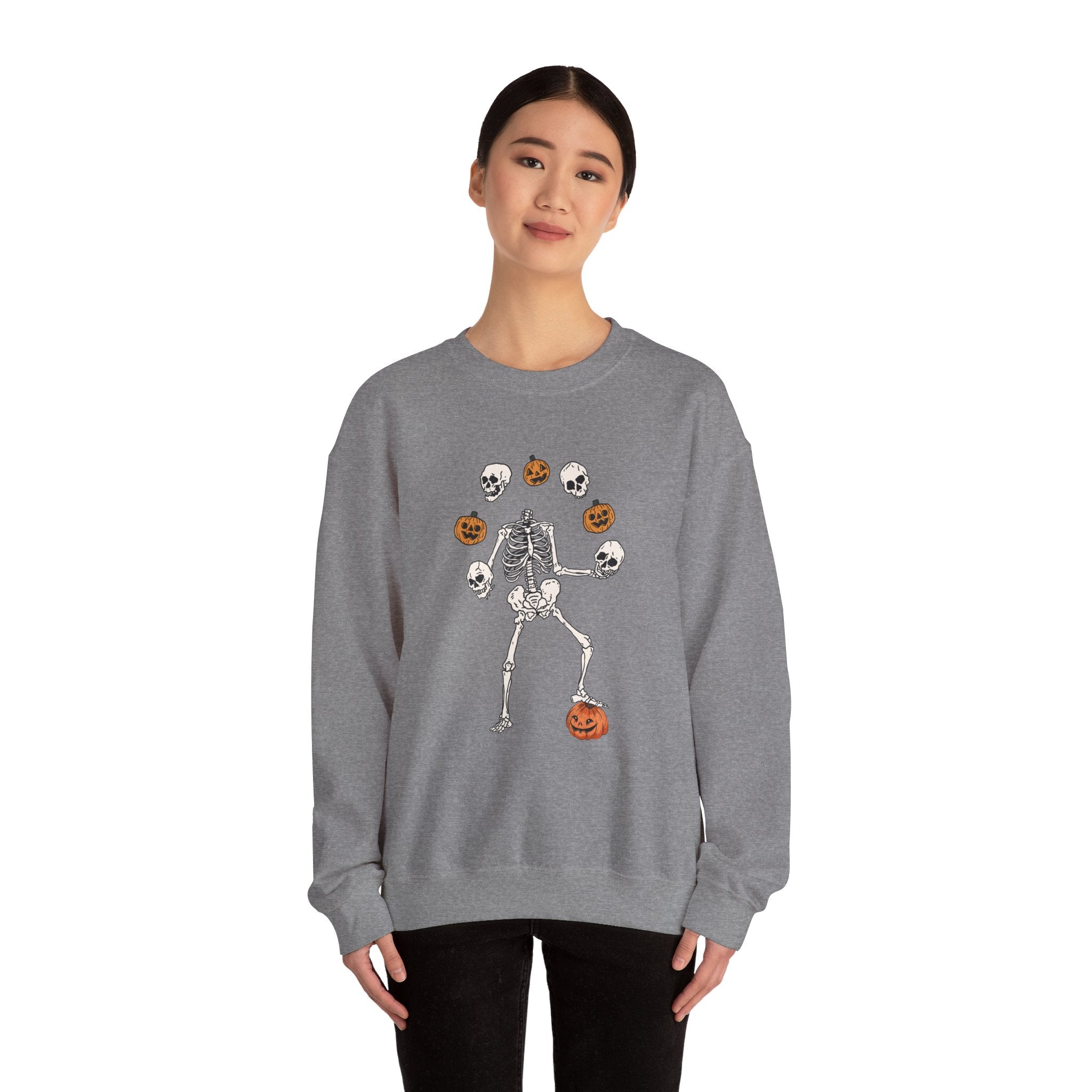 Dancing Skeleton Sweatshirt, Pumpkin Sweater, Pumpkin Skeleton Shirt, Fall Sweatshirt, Halloween Party Sweatshirt, Spooky Season Sweatshirt