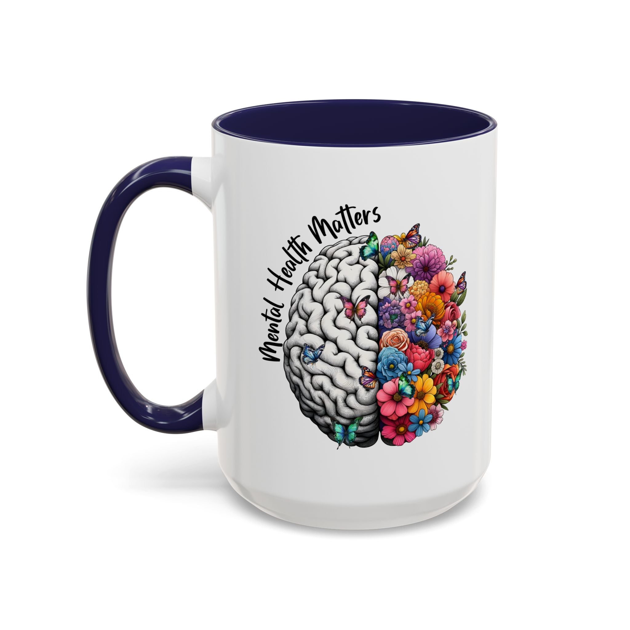 Mental Health Matters, Mental Health Coffee Mug, School Psychologist Mug, Inspirational Gift, Mental Health Awareness Mug, Floral Brain Mug