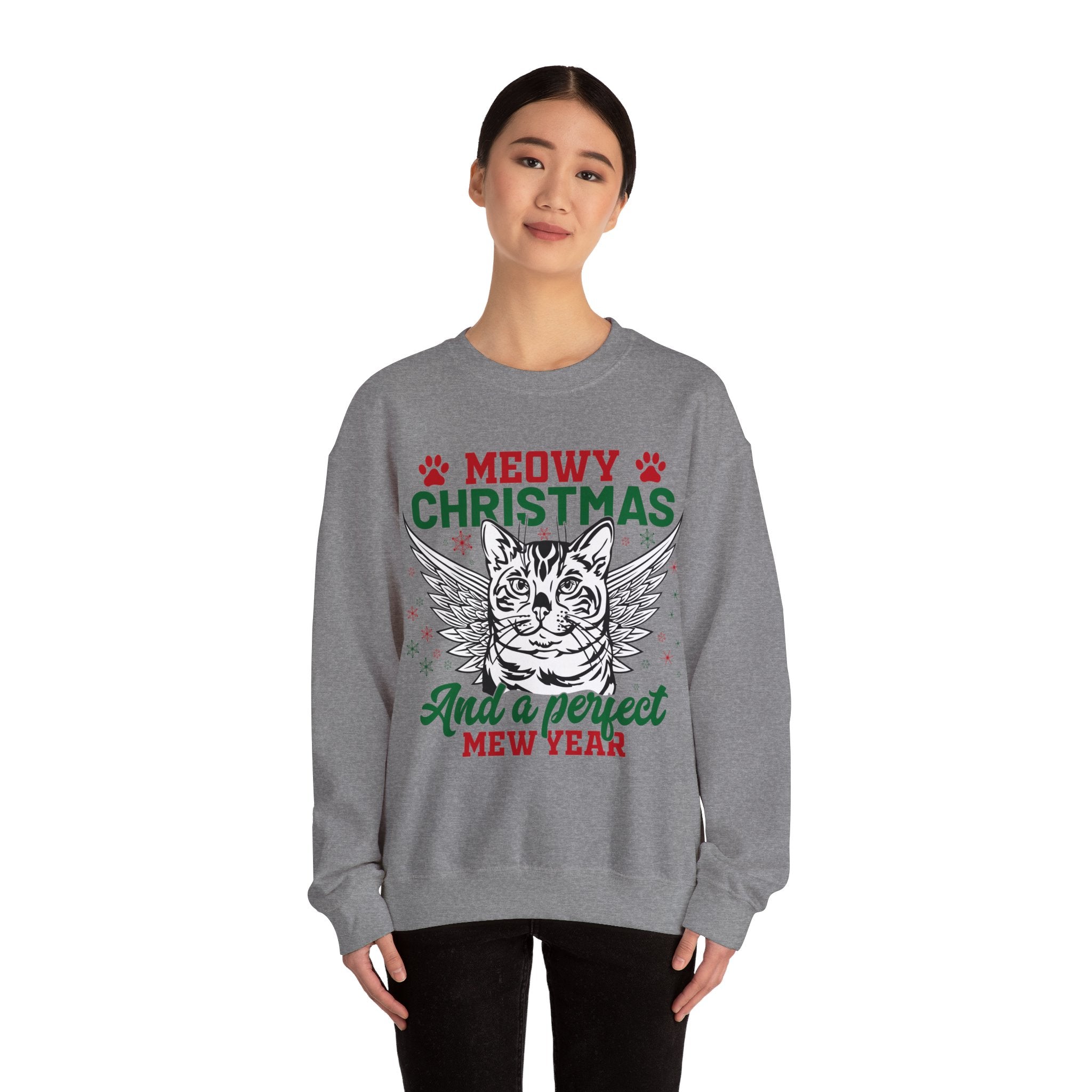 Christmas Cat Sweatshirt, Meowy Christmas Sweatshirt, Trendy Christmas Sweatshirt, Happy New Year, Funny Cat Sweatshirt, Meowy Sweatshirt