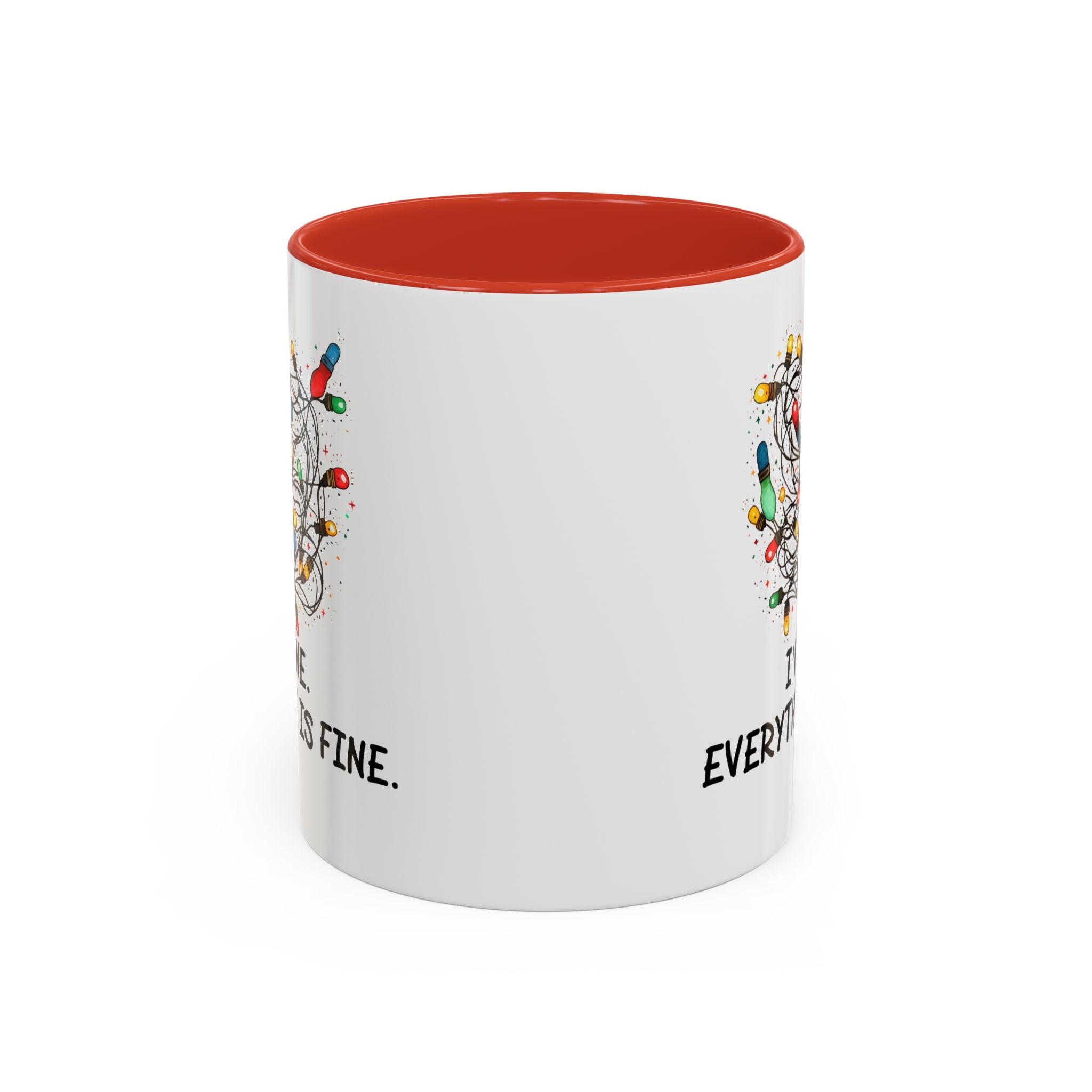 I'm Fine Everything Is Fine Christmas Mug, Christmas Lights Mug, Funny Coffee Mug, Tangled Lights, Crazy Shopping Christmas Mug, Madness