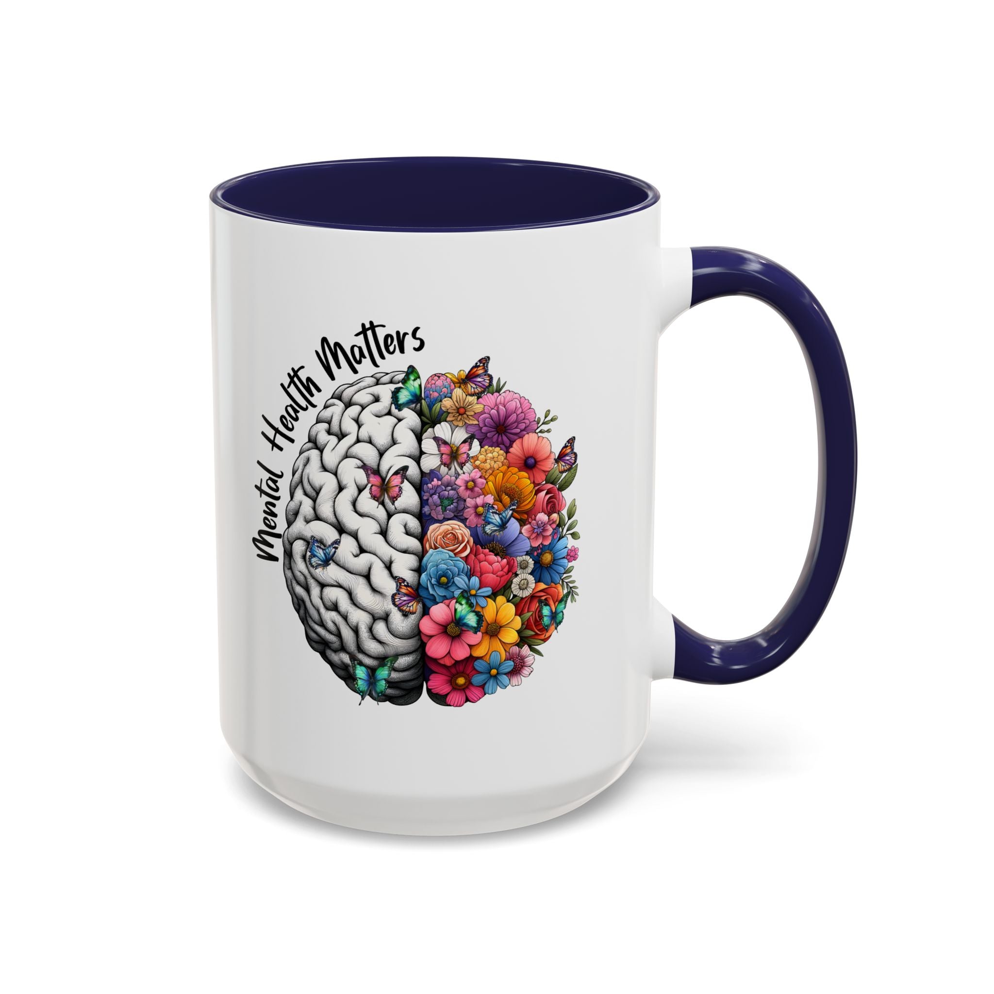 Mental Health Matters, Mental Health Coffee Mug, School Psychologist Mug, Inspirational Gift, Mental Health Awareness Mug, Floral Brain Mug