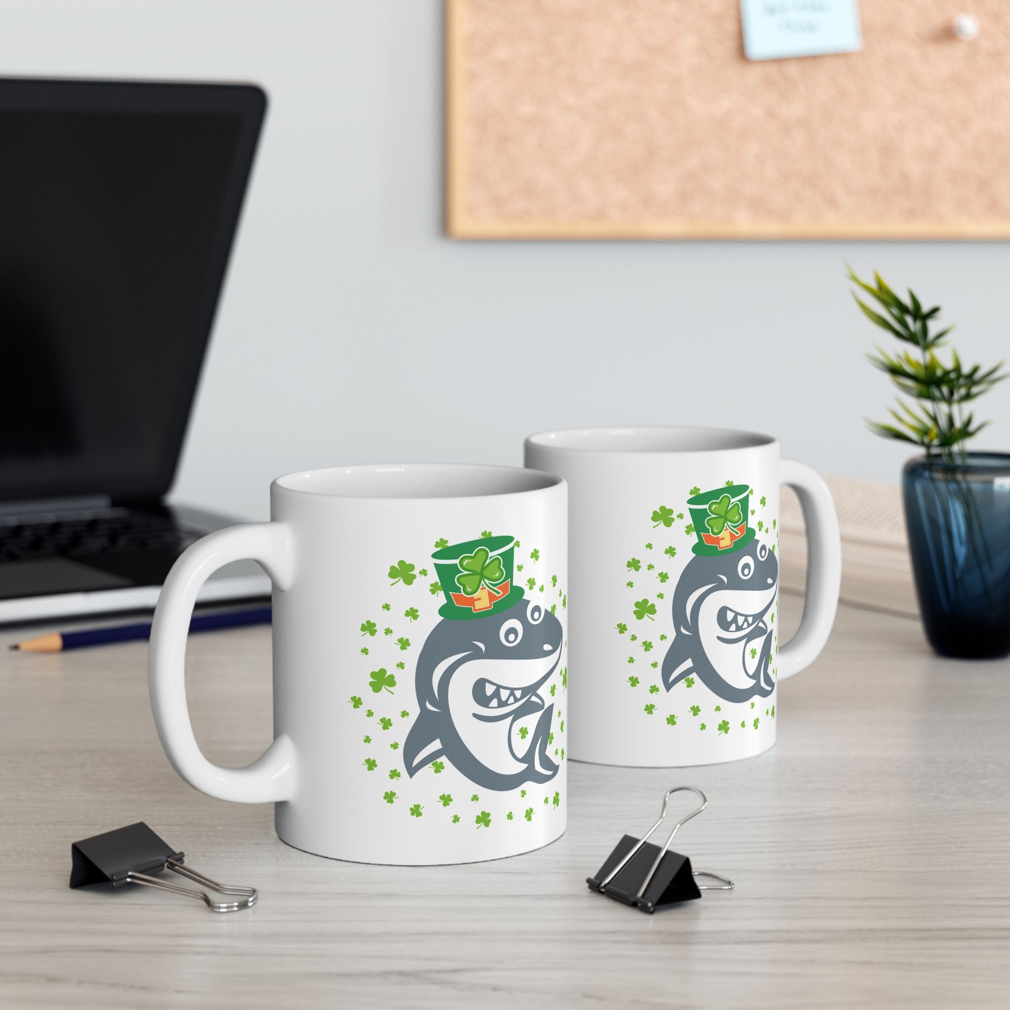 Shamrock Shark Funny St Patrick's Day Coffee Mug, Irish Shark Coffee Mug, St Paddy's Funny Mug For Her, Birthday Present For Him