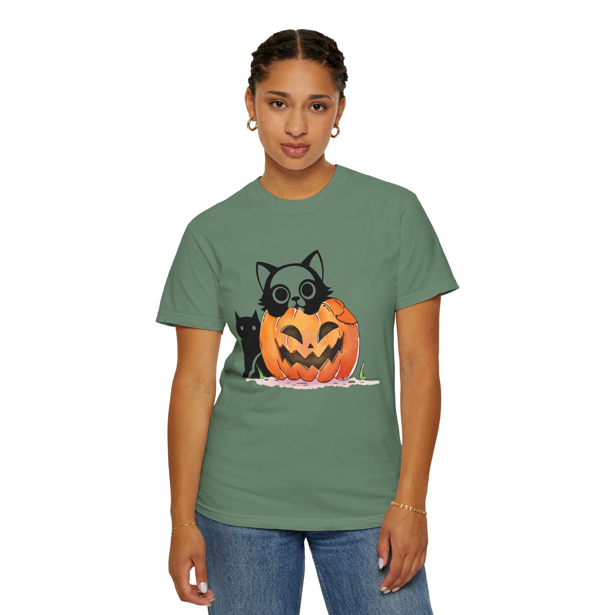 Vintage 90s Cat Halloween Shirt, Retro Halloween Shirt, Spooky Season Tee, Pumpkin Shirt, Halloween Shirt, Vintage Halloween Shirt