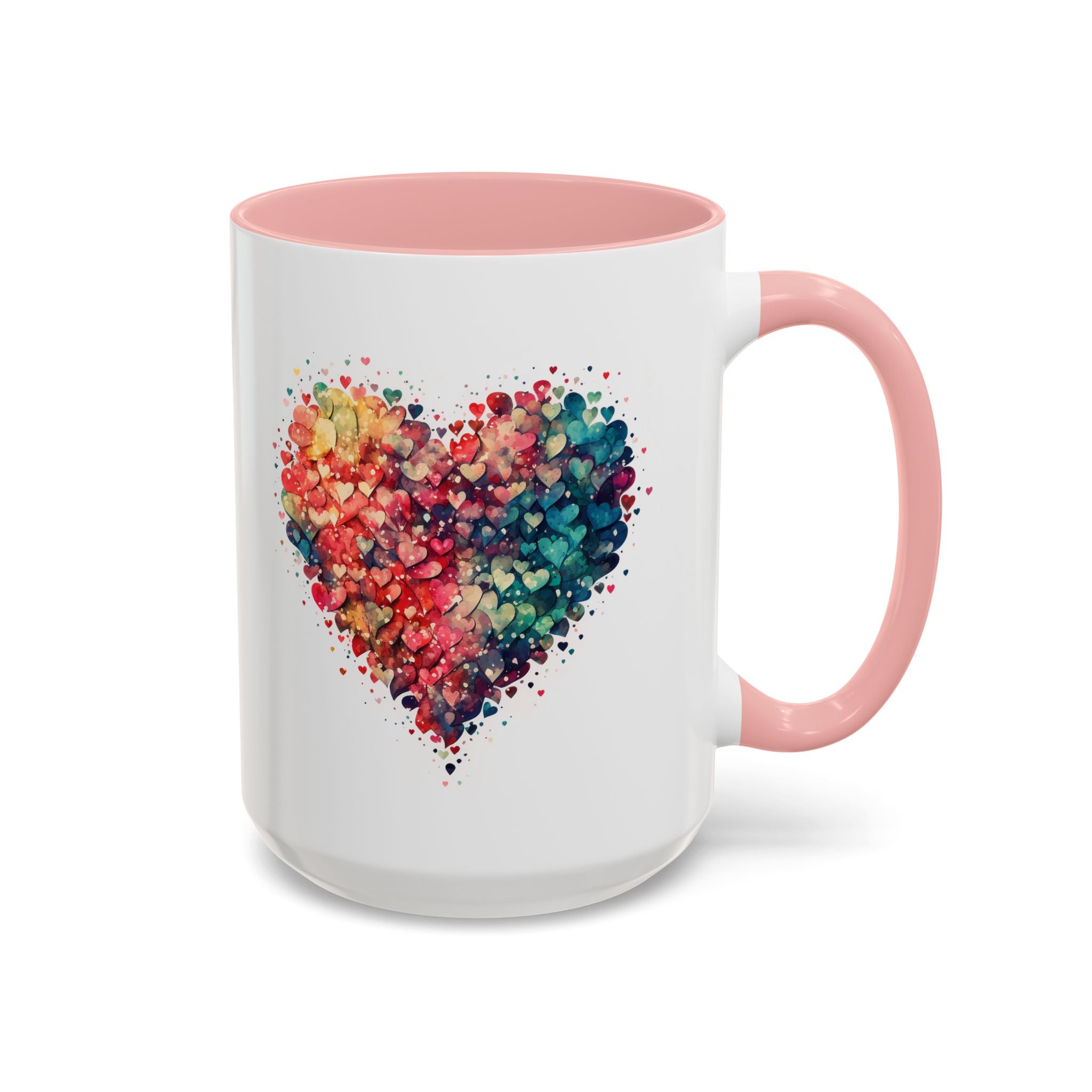 Watercolor Heart Coffee Mug, Heart Mug, Two-Tone Coffee Mugs, 11oz & 15oz Mug, Watercolor Heart Mug