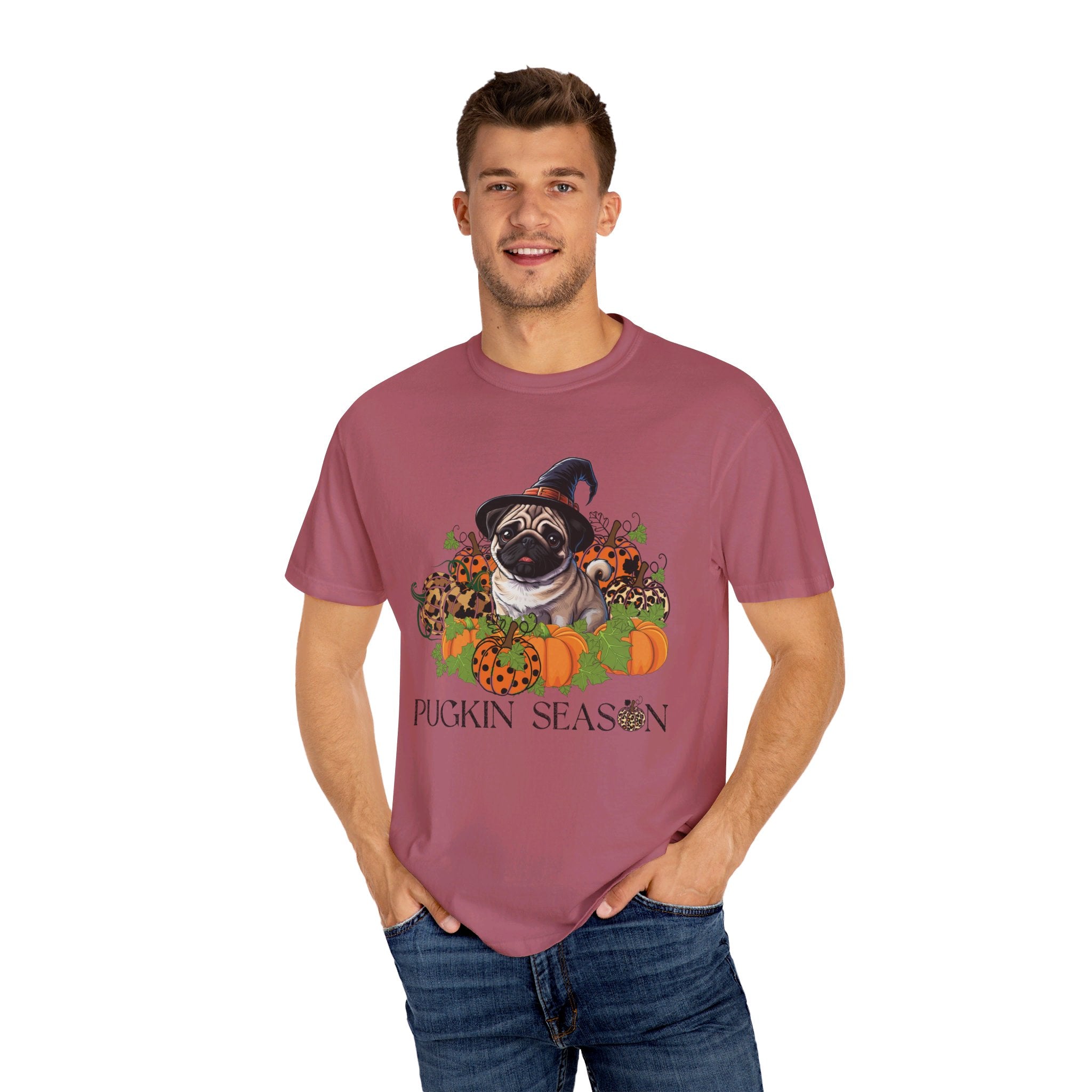 Fall Pug Shirt, Pugkin Season Shirt, Leopard Print Pumpkin T-shirt, Cute Dog Lover Graphic Tee, Halloween Party Gift Tshirt