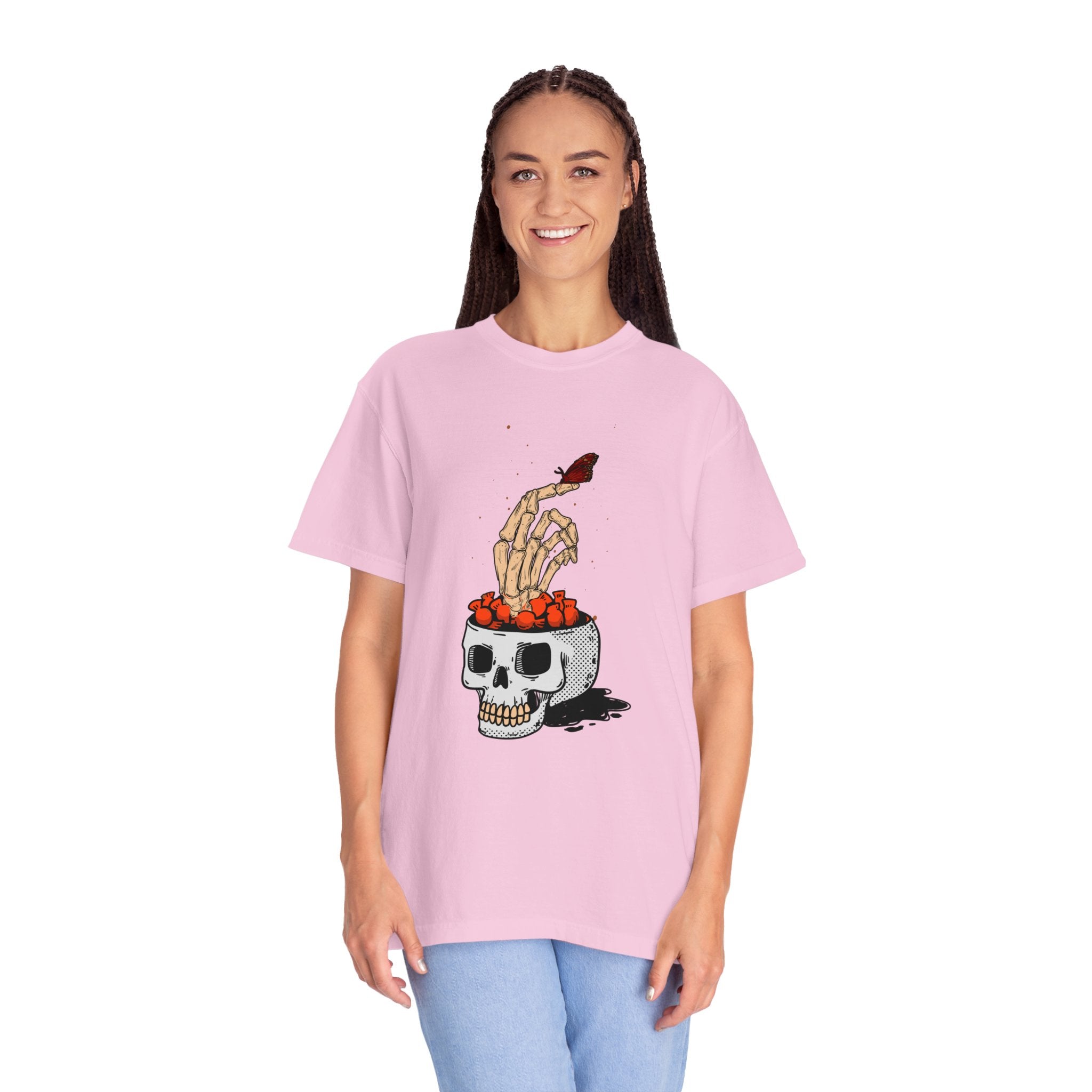 Skull skeleton hand halloween T-Shirt, Skeleton Hand T-Shirt, Skeleton Shirt, Horror Gift, Skeleton Rock Tee, Rock and Roll Shirt, Comfort Colors Shirt