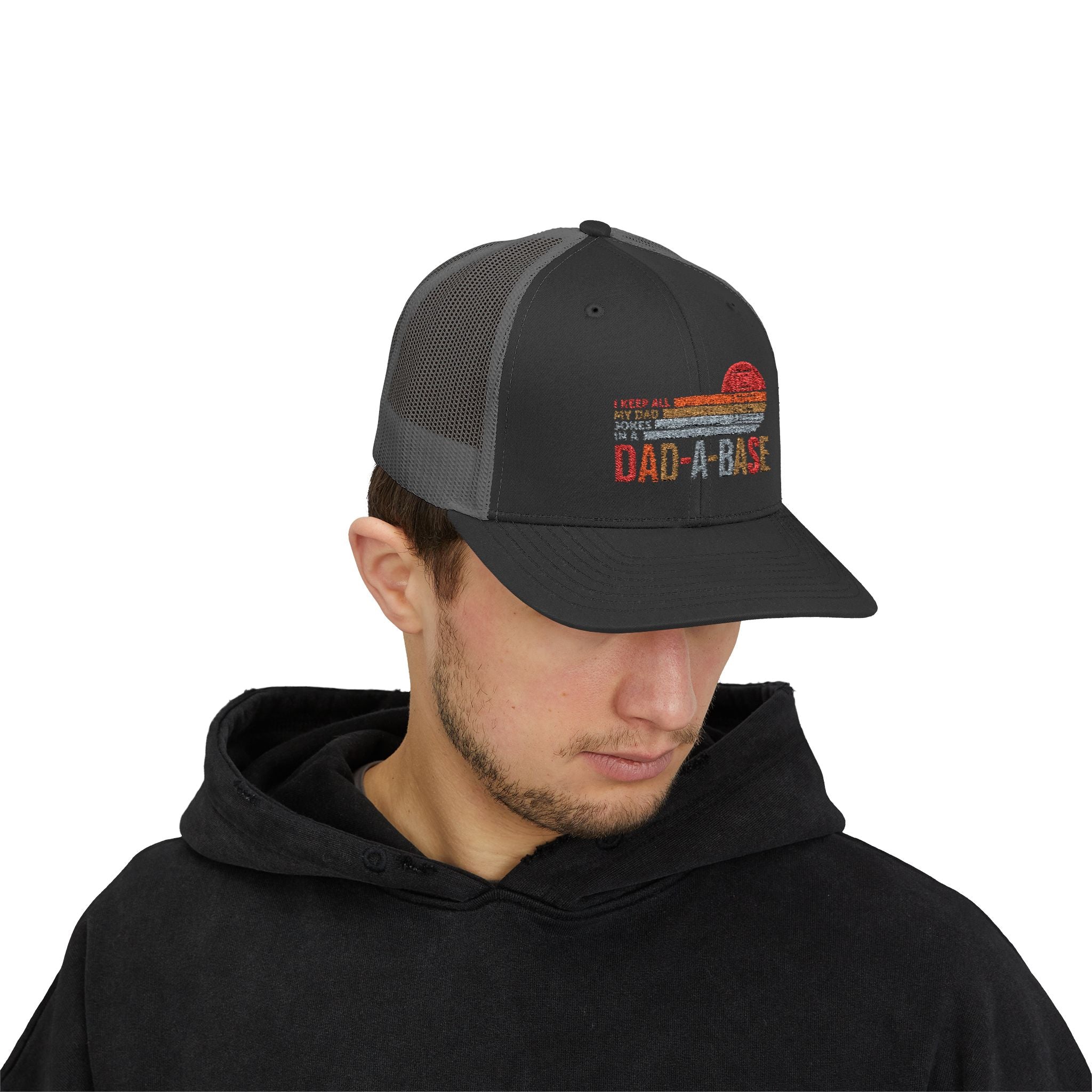 I Keep All My Dad Jokes In A Dad-A-Base Hat, Retro Dad-A-Base Snapback Trucker Cap, Gift for Fathers
