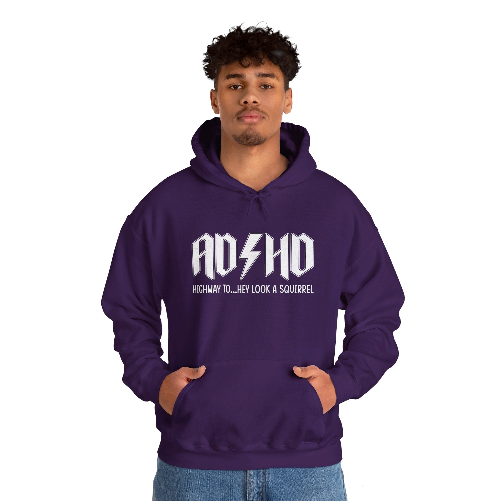 AD HD Highway to... Hey Look a Squirrel Hoodie, Funny Adhd Hoodie, Mental Health Hoodie, Motivational Hoodie, Cool Adhd Hoodie