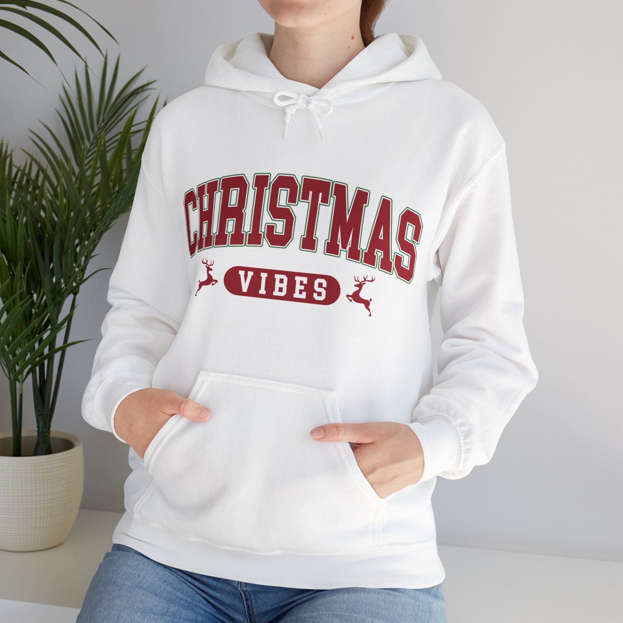 Retro Christmas Vibes Hoodie, Womens Christmas Hoodie, Holiday Sweater, Cute Christmas Hooded Sweatshirt, Christmas Gift, Winter Shirt