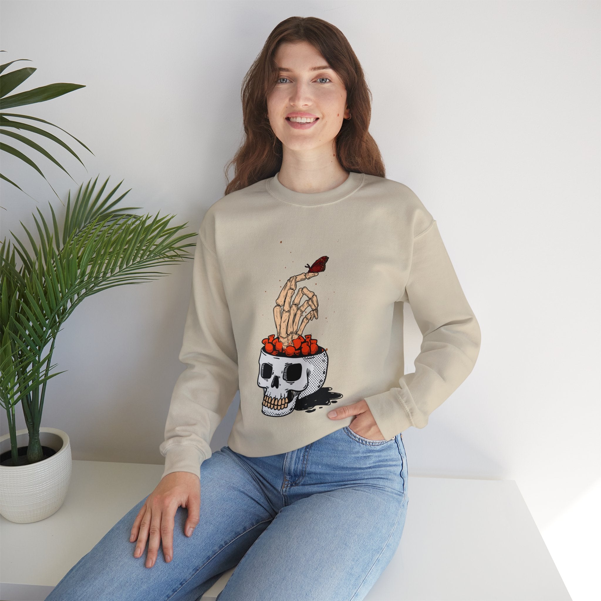 Skull skeleton hand halloween Sweatshirt, Skeleton Hand T-Shirt, Skeleton Shirt, Horror Gift, Skeleton Rock Tee, Rock and Roll Shirt