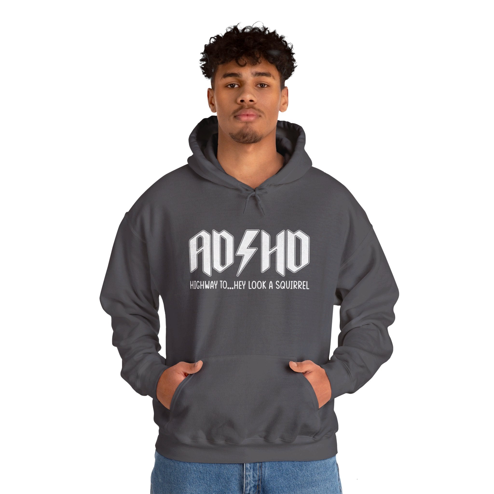 AD HD Highway to... Hey Look a Squirrel Hoodie, Funny Adhd Hoodie, Mental Health Hoodie, Motivational Hoodie, Cool Adhd Hoodie