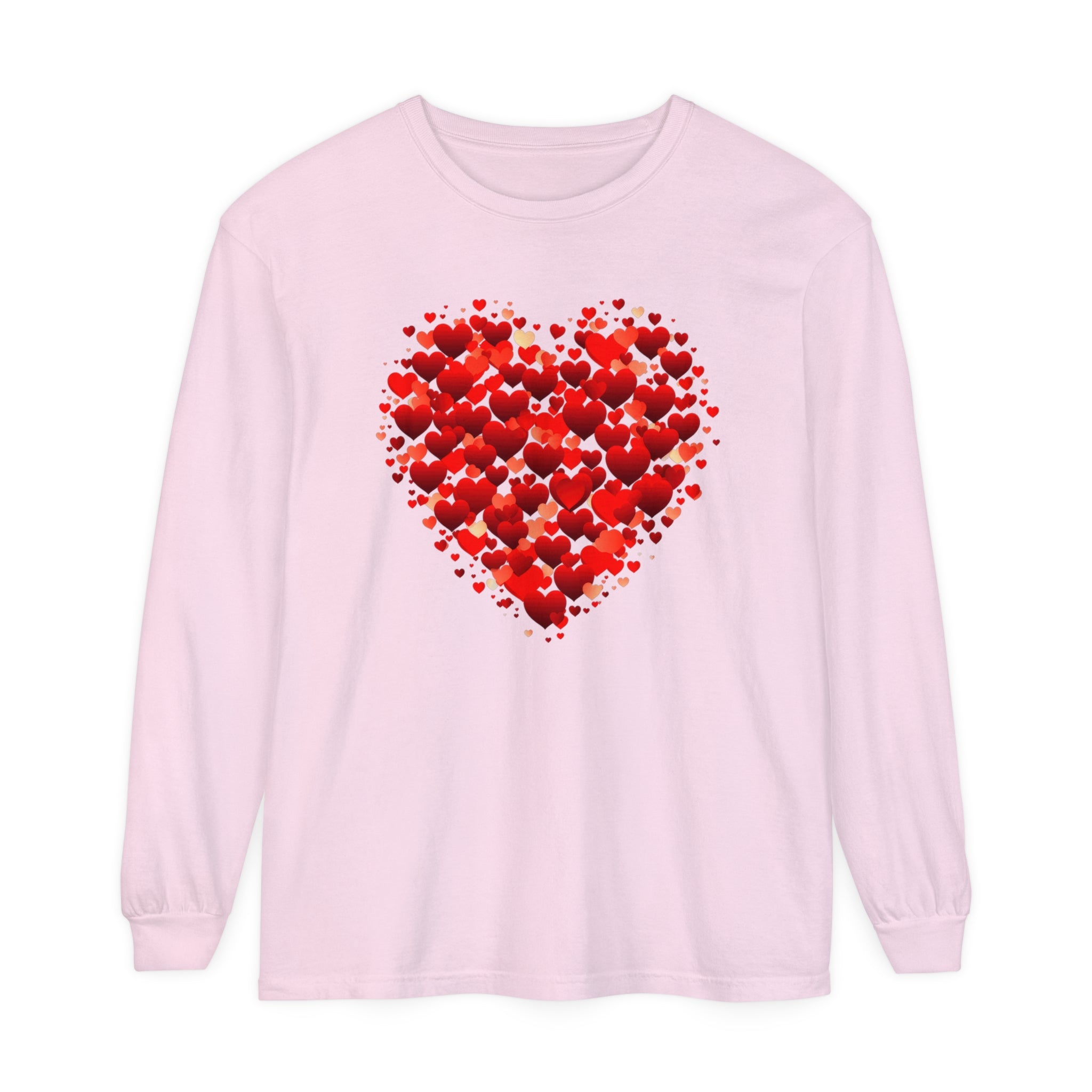 Valentines Day Red Heart Long Sleeve T-Shirt, Anniversary Love Long Sleeve Shirt, Double Heart Sweatshirt, Birthday Red Heart Shirt, Mothers Day Tee