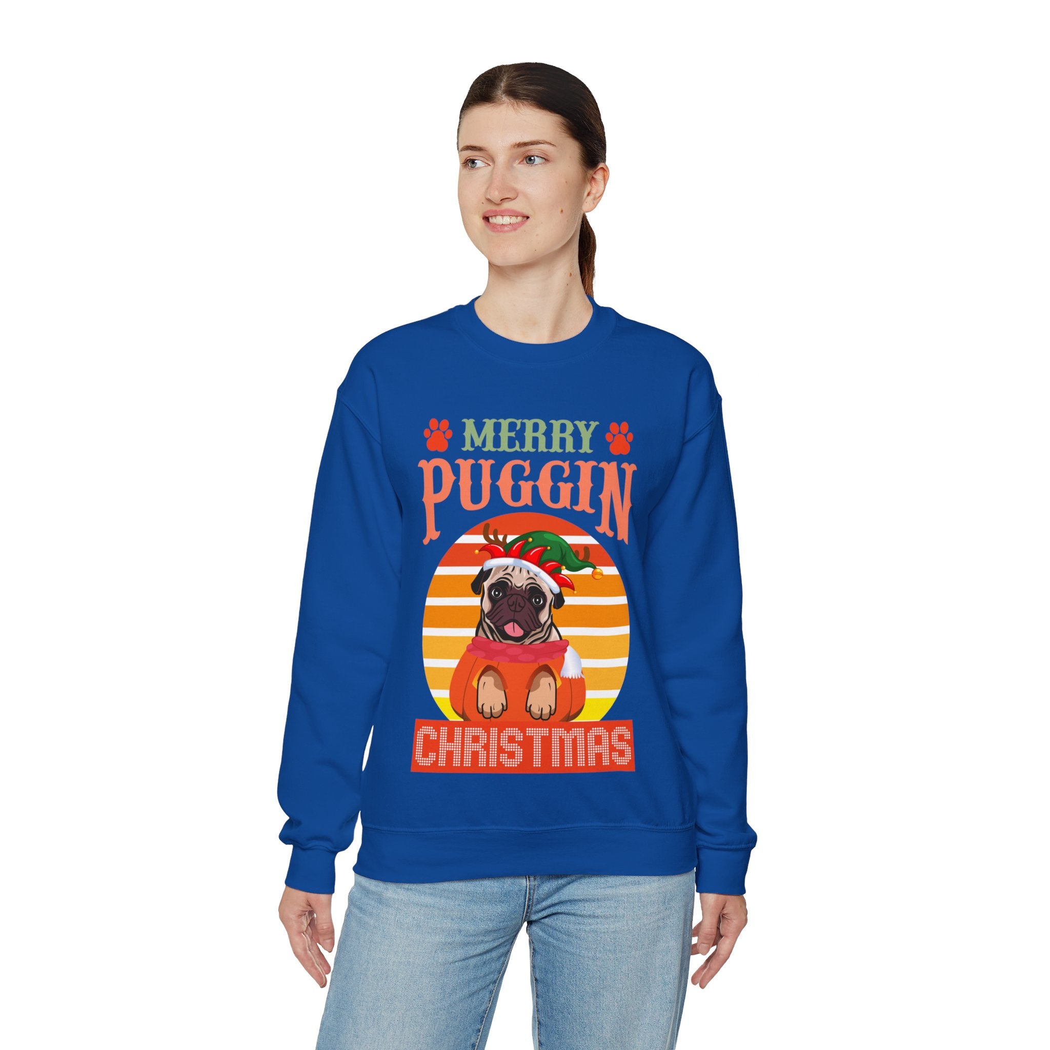Pug Christmas Sweatshirt, Dog Lover Gift, Holiday Sweaters, Christmas Pugs Shirt, Pug In Santa Hat, Dog Mom Shirt, Santa Pug Shirt