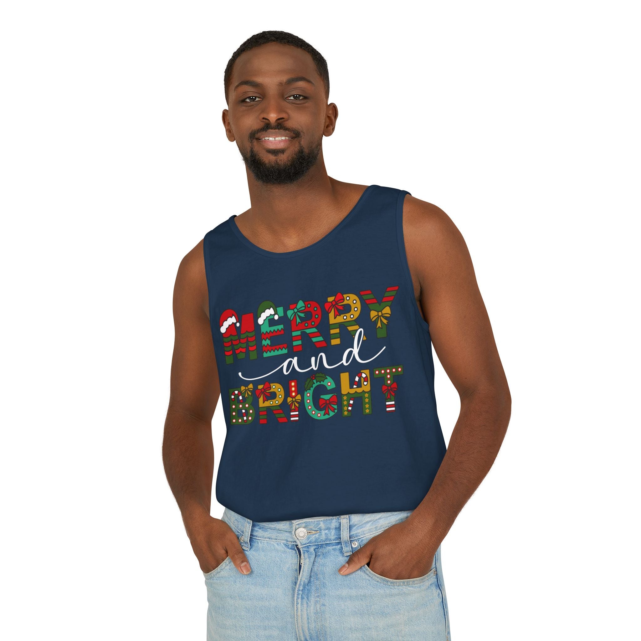 Merry and Bright Tank Top, Merry and Bright Christmas Tank Top, Holiday Shirt for Women, Unique Holiday Gift, Christmas Party Outfit, Xmas Shirts